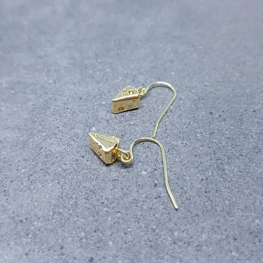 Cheese Earrings, Choice of Ear Wires, Gold Plated Jewelry, Celebration Earrings, Foodie Gift Ideas