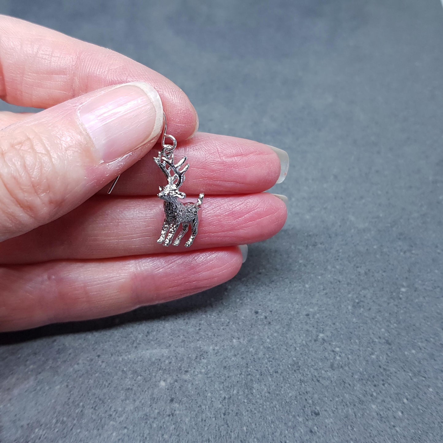 Reindeer Earrings, Hypoallergenic Ear Wires, Silver Reindeer Earrings, Christmas Earrings, Festive Earrings