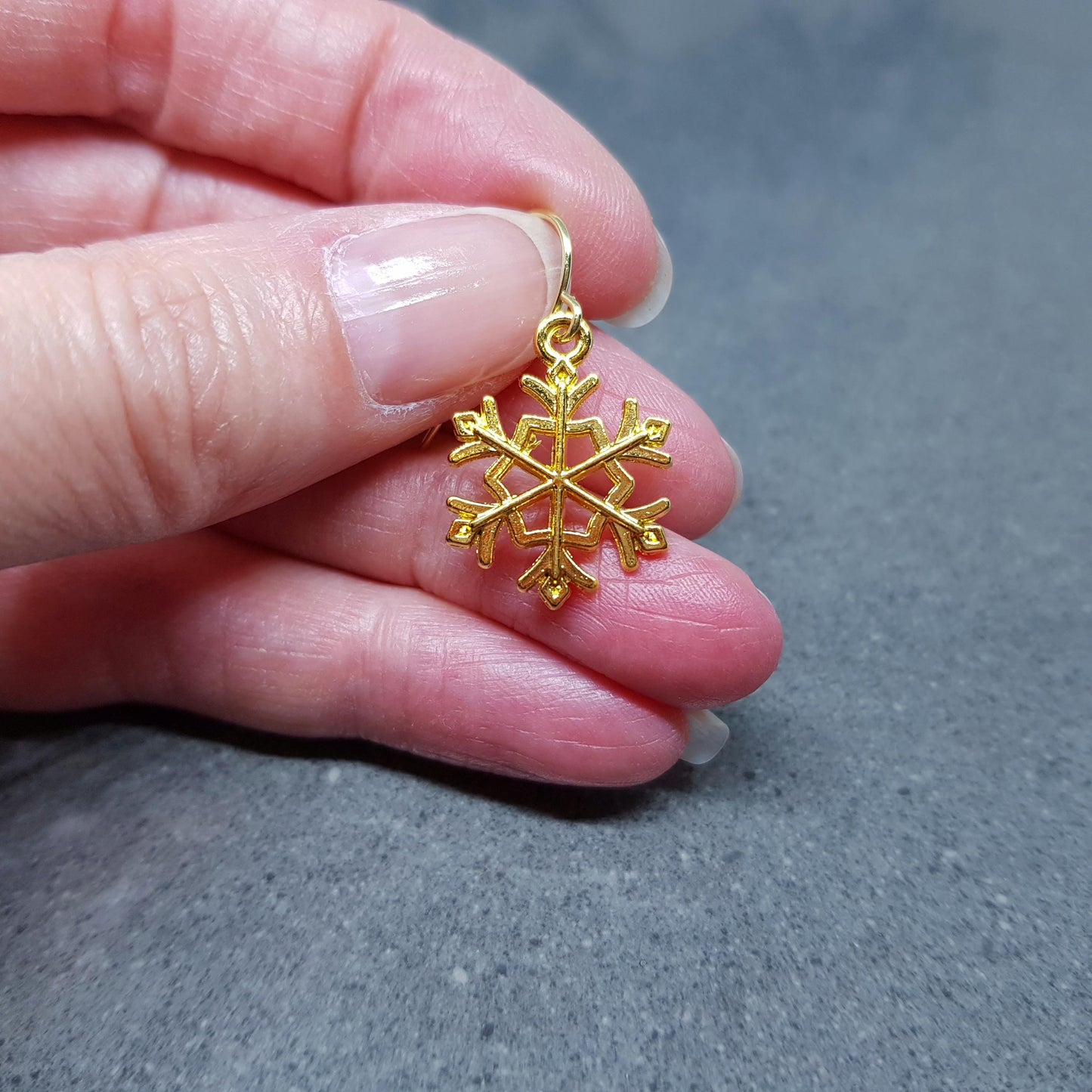 Snowflake Earrings, Hypoallergenic Ear Wires, Gold Snowflake Earrings, Christmas Earrings, Festive Earrings