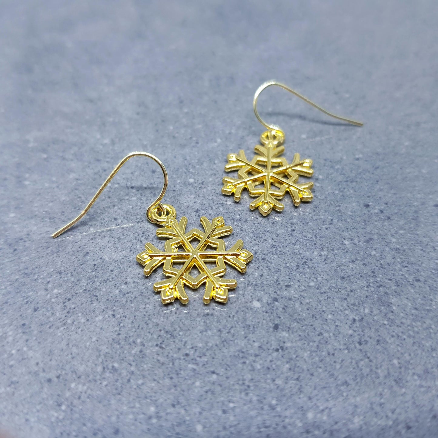 Snowflake Earrings, Hypoallergenic Ear Wires, Gold Snowflake Earrings, Christmas Earrings, Festive Earrings