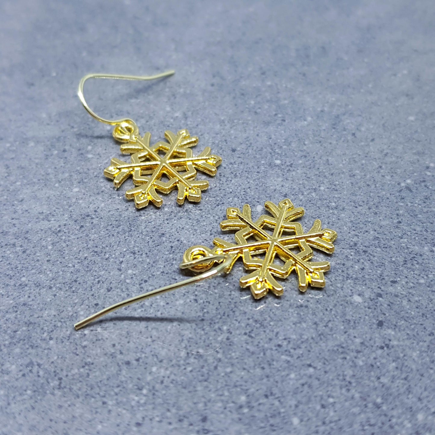 Snowflake Earrings, Hypoallergenic Ear Wires, Gold Snowflake Earrings, Christmas Earrings, Festive Earrings