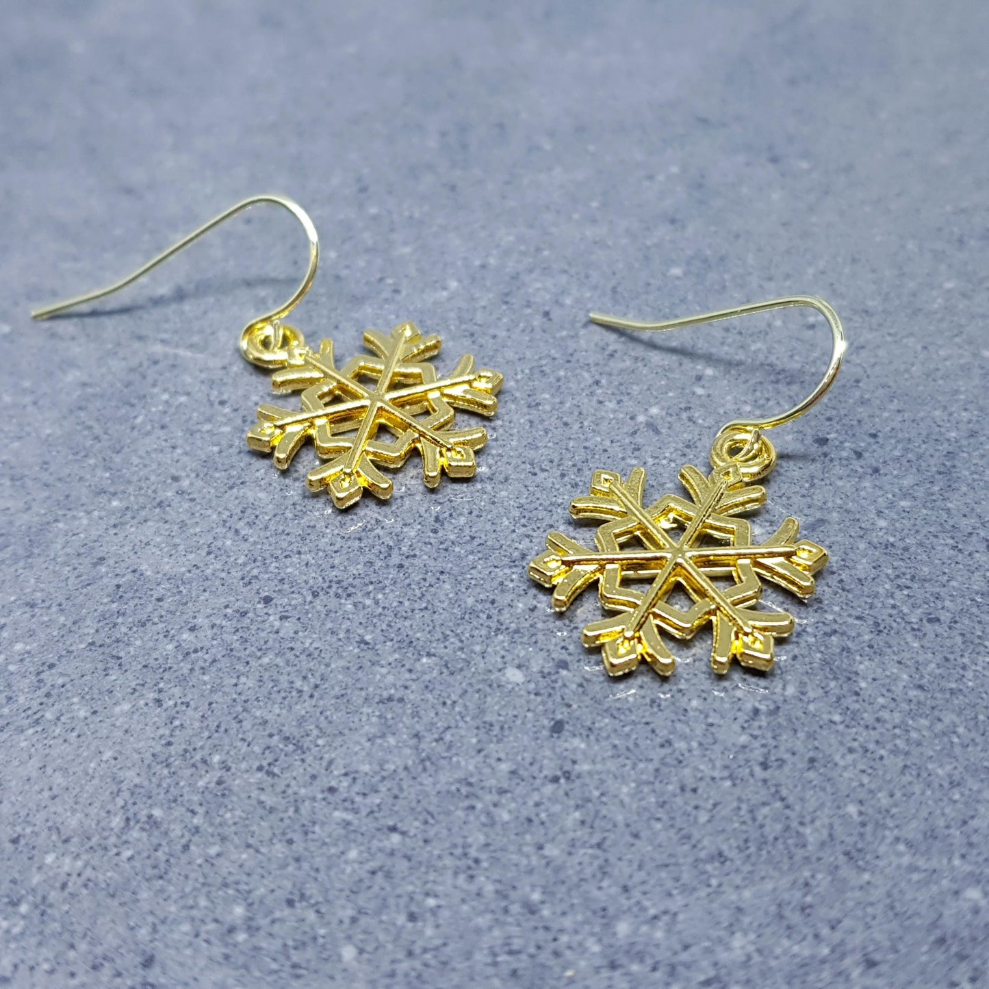 Snowflake Earrings, Hypoallergenic Ear Wires, Gold Snowflake Earrings, Christmas Earrings, Festive Earrings