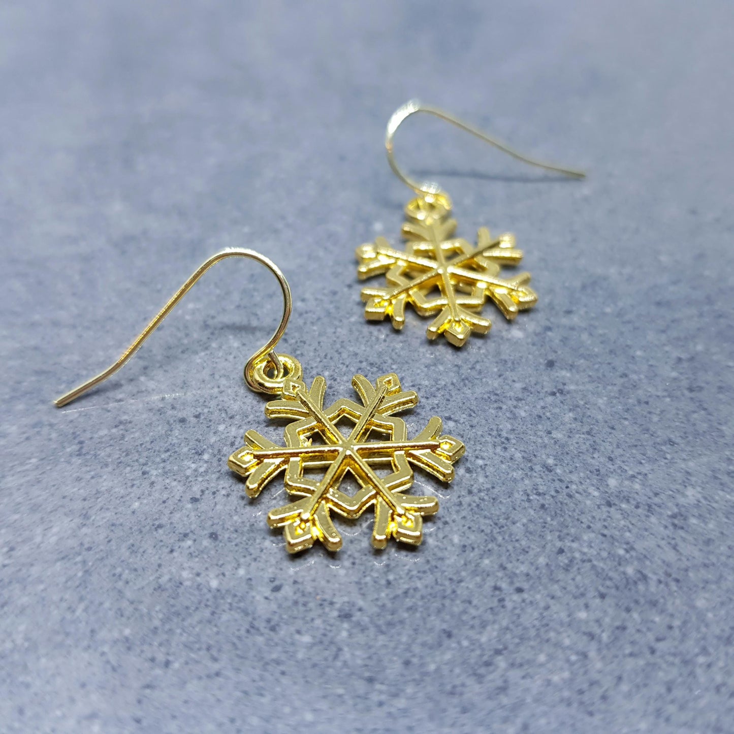 Snowflake Earrings, Hypoallergenic Ear Wires, Gold Snowflake Earrings, Christmas Earrings, Festive Earrings