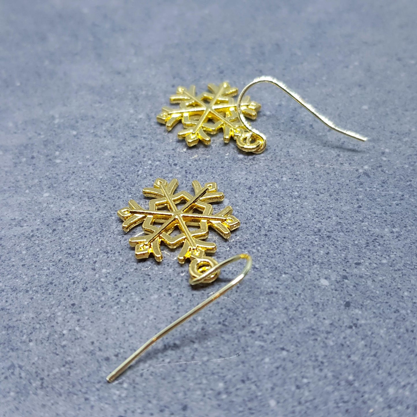 Snowflake Earrings, Hypoallergenic Ear Wires, Gold Snowflake Earrings, Christmas Earrings, Festive Earrings