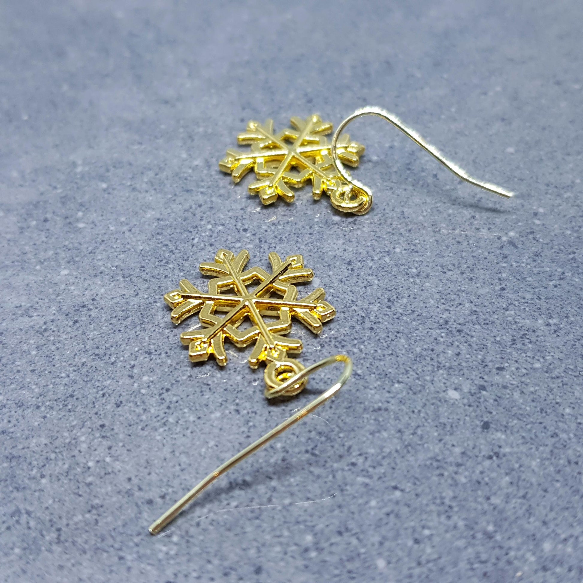 Snowflake Earrings, Hypoallergenic Ear Wires, Gold Snowflake Earrings, Christmas Earrings, Festive Earrings