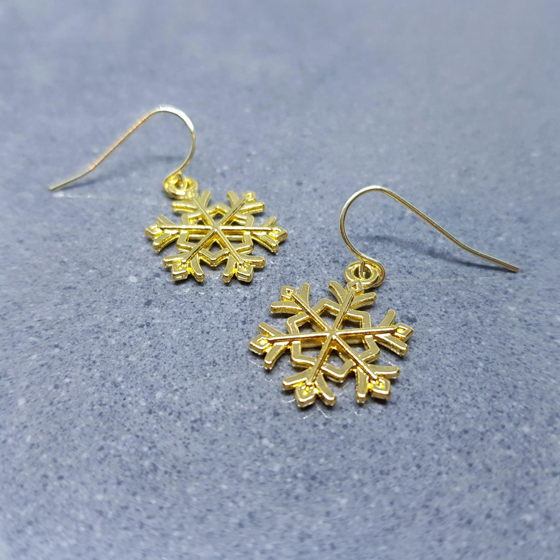 Snowflake Earrings, Hypoallergenic Ear Wires, Gold Snowflake Earrings, Christmas Earrings, Festive Earrings