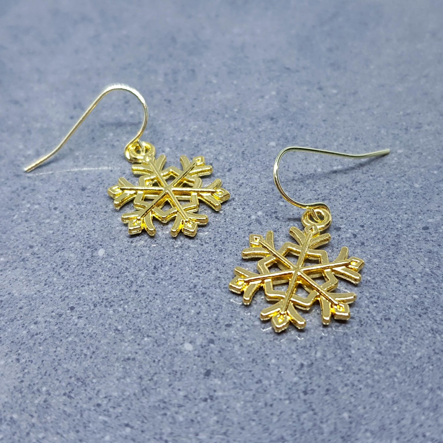 Snowflake Earrings, Hypoallergenic Ear Wires, Gold Snowflake Earrings, Christmas Earrings, Festive Earrings