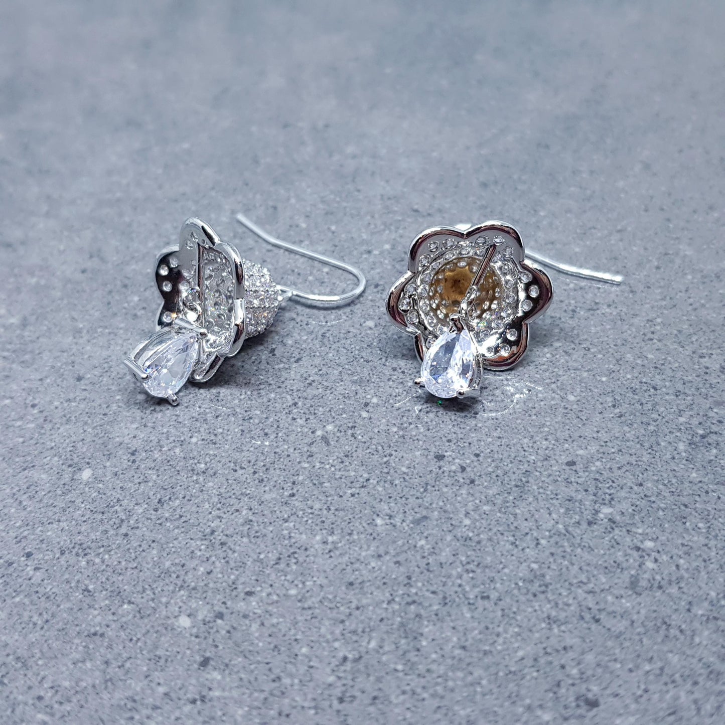 Christmas Bell Earrings, Brass Pave Cubic Zirconia, Choice of Ear Wires, Christmas Earrings, Platinum Plated