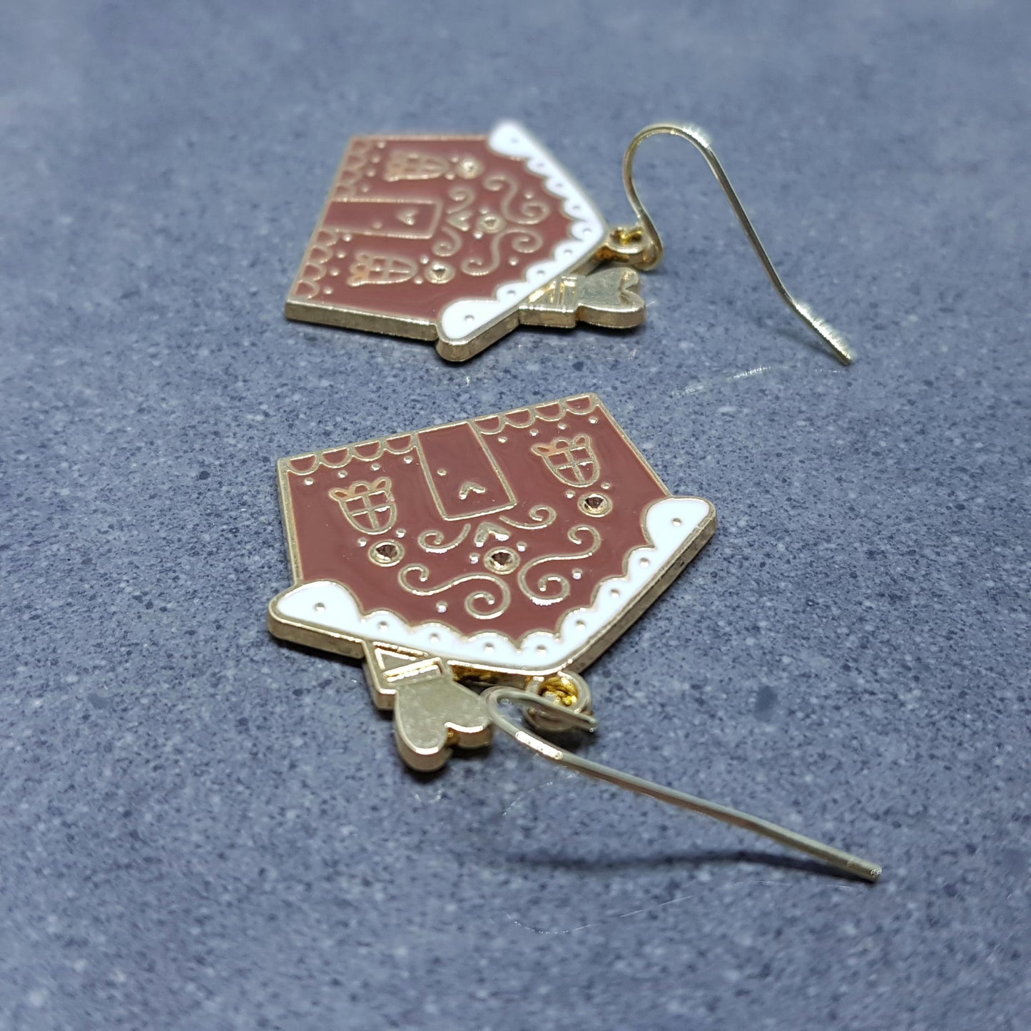 Gingerbread House Earrings, Christmas Earrings, Hypoallergenic Ear Wires, Christmas House, Novelty Jewelry