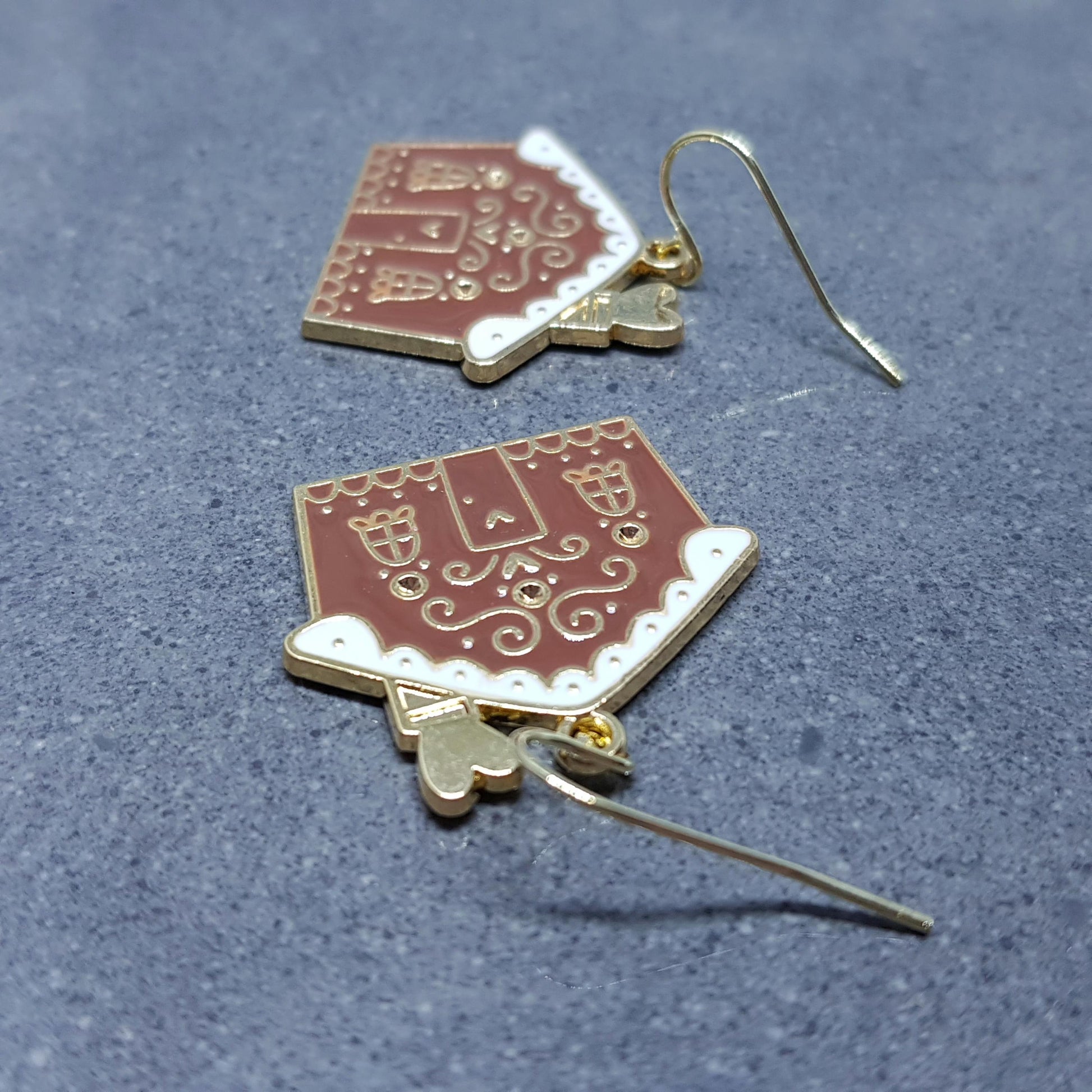 Gingerbread House Earrings, Christmas Earrings, Hypoallergenic Ear Wires, Christmas House, Novelty Jewelry