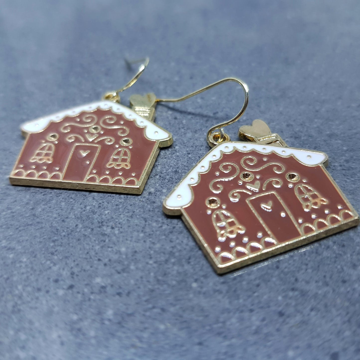 Gingerbread House Earrings, Christmas Earrings, Hypoallergenic Ear Wires, Christmas House, Novelty Jewelry