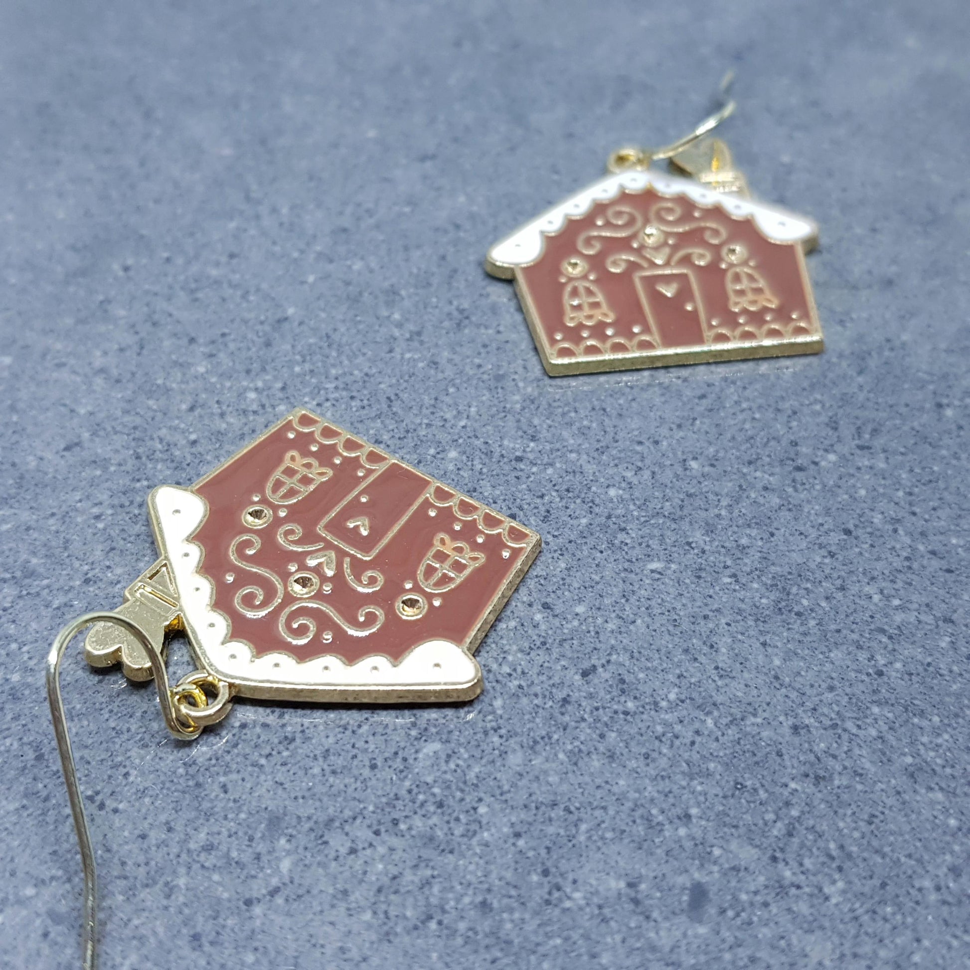 Gingerbread House Earrings, Christmas Earrings, Hypoallergenic Ear Wires, Christmas House, Novelty Jewelry
