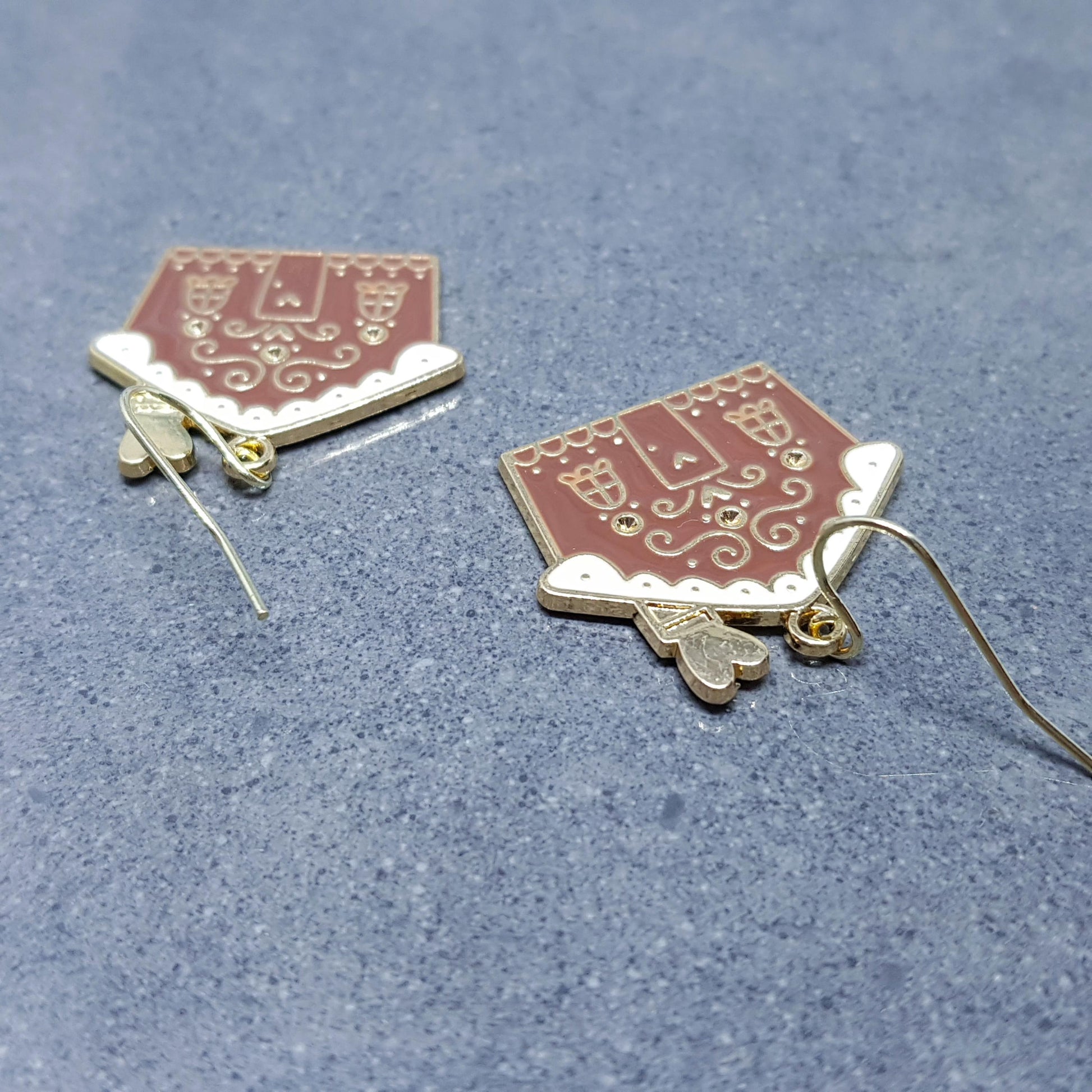 Gingerbread House Earrings, Christmas Earrings, Hypoallergenic Ear Wires, Christmas House, Novelty Jewelry