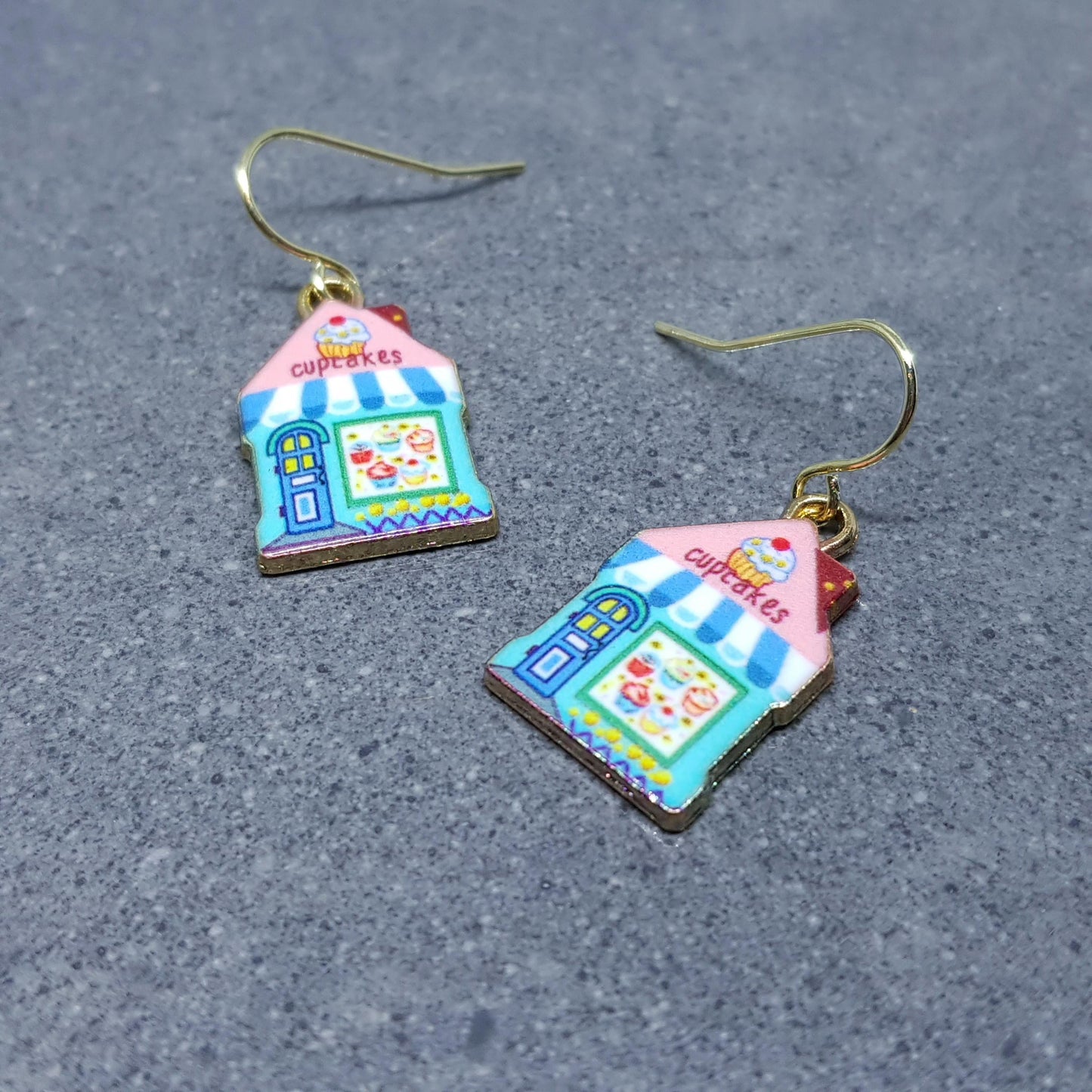 Cupcake Shop Earrings, Choice of Ear Wires, Cake Earrings, Cake Shop Gifts, Cupcake Tea Room, Gold Pated Jewellery, Cupcakes, Gift for her