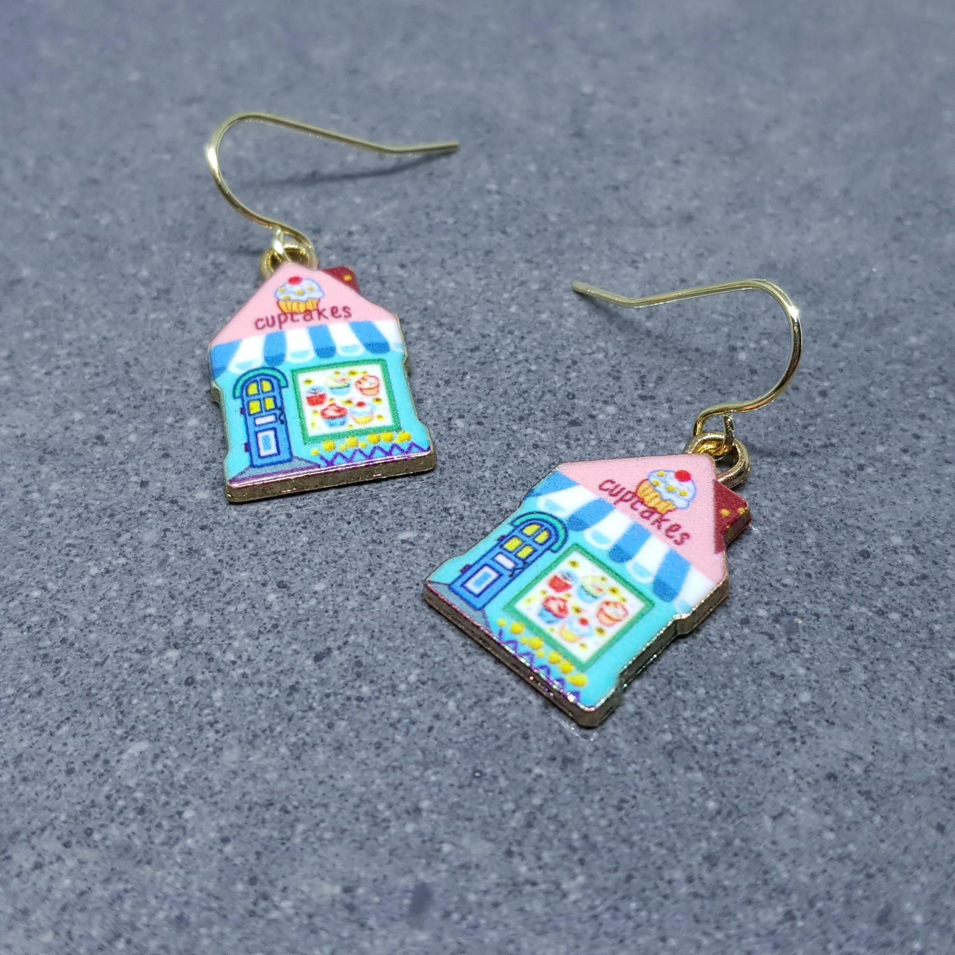 Cupcake Shop Earrings, Choice of Ear Wires, Cake Earrings, Cake Shop Gifts, Cupcake Tea Room, Gold Pated Jewellery, Cupcakes, Gift for her