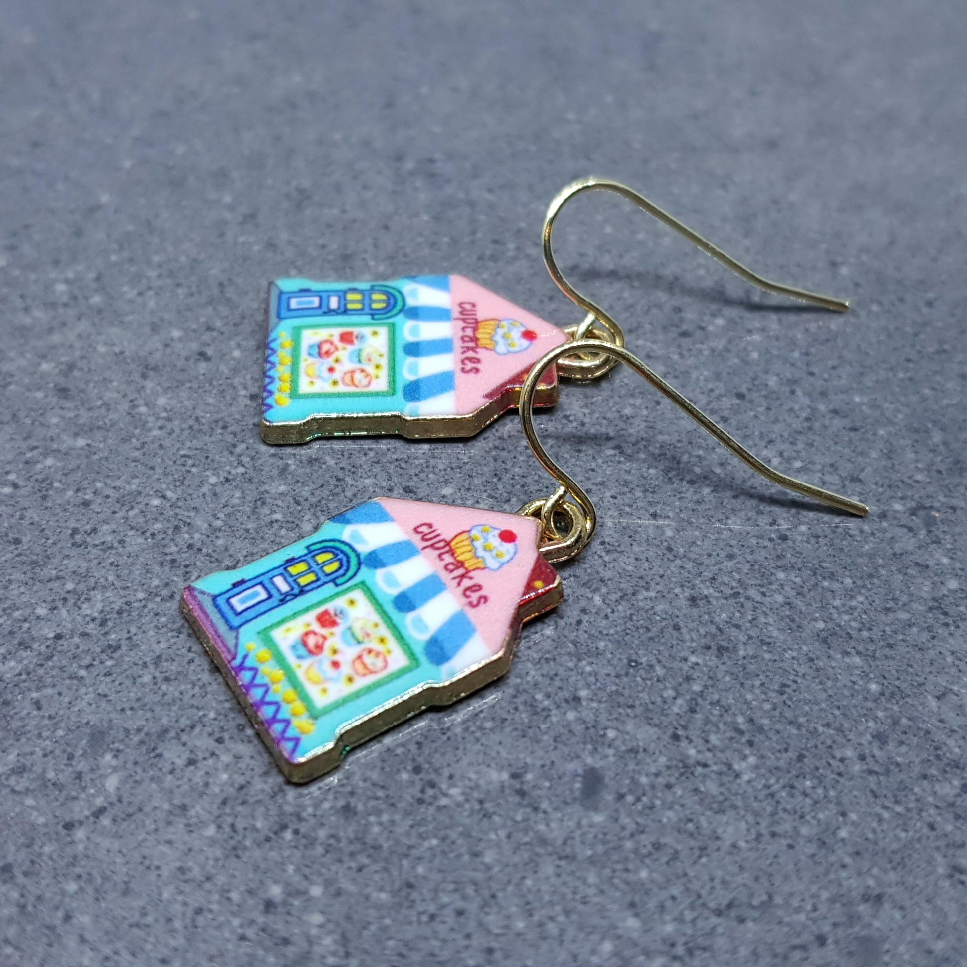 Cupcake Shop Earrings, Choice of Ear Wires, Cake Earrings, Cake Shop Gifts, Cupcake Tea Room, Gold Pated Jewellery, Cupcakes, Gift for her
