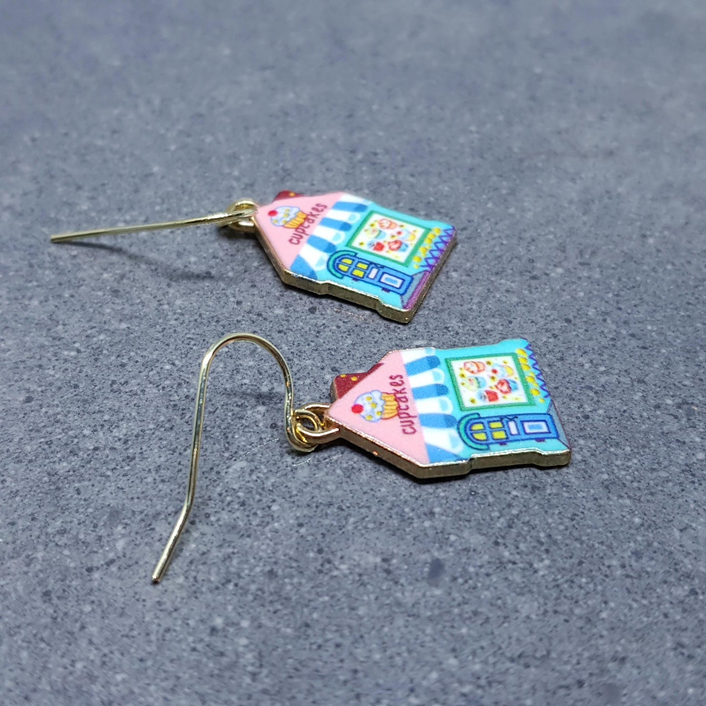 Cupcake Shop Earrings, Choice of Ear Wires, Cake Earrings, Cake Shop Gifts, Cupcake Tea Room, Gold Pated Jewellery, Cupcakes, Gift for her