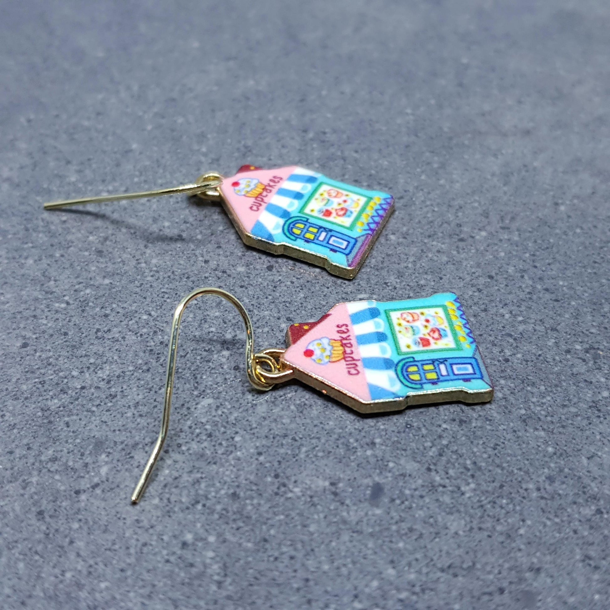 Cupcake Shop Earrings, Choice of Ear Wires, Cake Earrings, Cake Shop Gifts, Cupcake Tea Room, Gold Pated Jewellery, Cupcakes, Gift for her