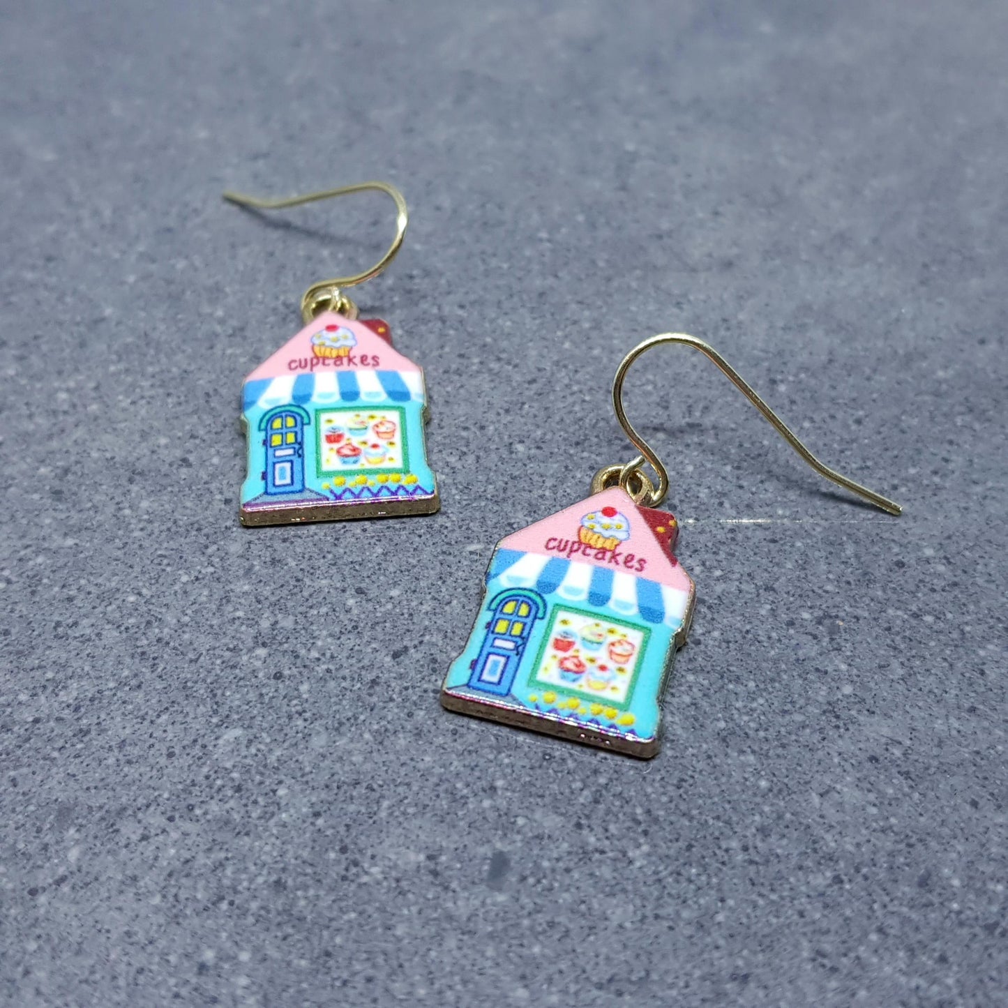 Cupcake Shop Earrings, Choice of Ear Wires, Cake Earrings, Cake Shop Gifts, Cupcake Tea Room, Gold Pated Jewellery, Cupcakes, Gift for her