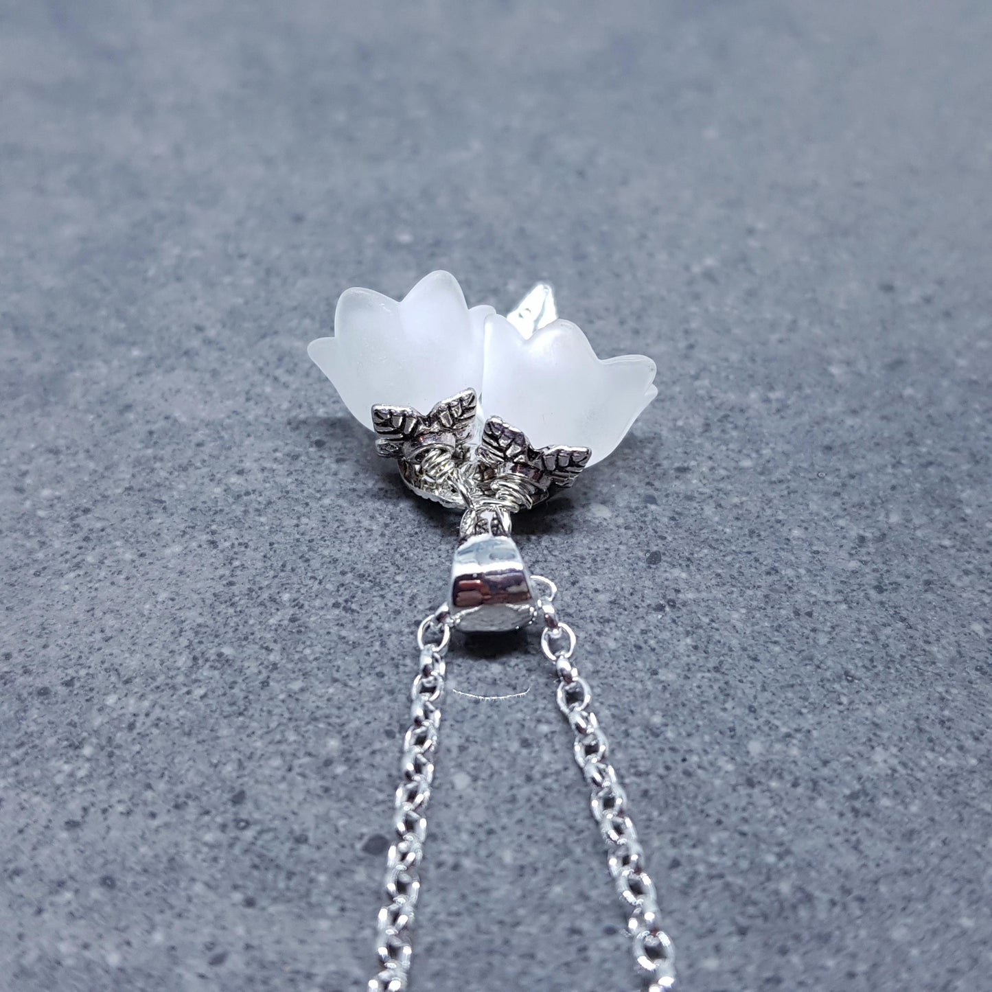 Flower Necklace, Clear PRIMERO Crystals®, White Bellflower, Special Occasion Earrings, Crystal Flower Earrings, Matching Earrings Available