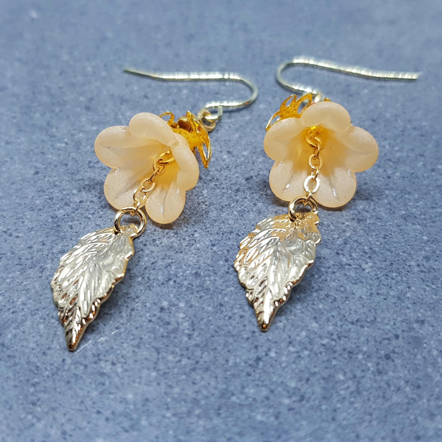 Spring Flower Earrings, Choice of Ear Wires, Burnt Orange, Leaf Earrings, Seasonal Earrings, Spring/Summer Jewellery, PRIMERO Crystals®