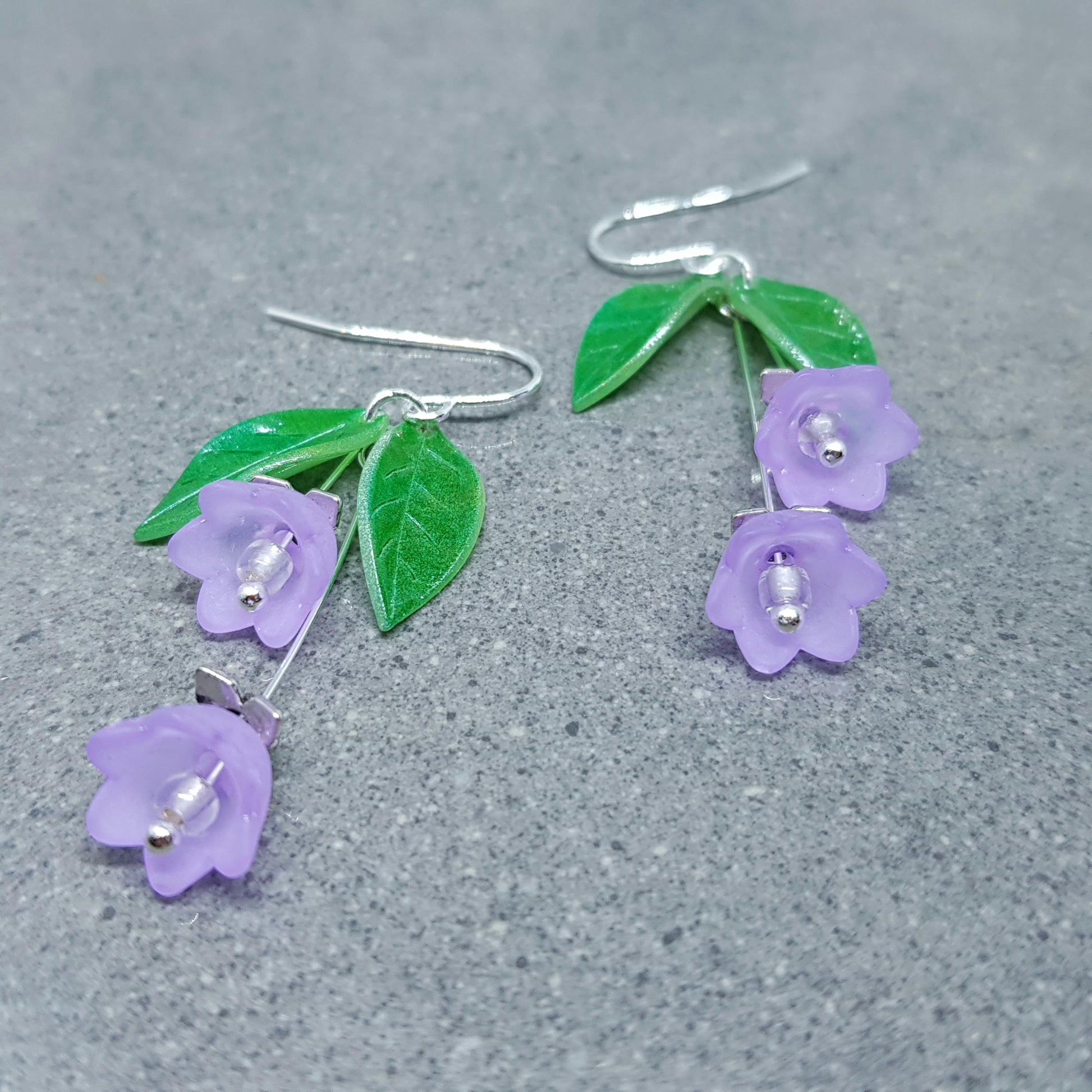 Flower Earrings, Hypoallergenic Ear Wires, Light Purple Earrings, Boho Jewelry, Simple Vintage Earrings