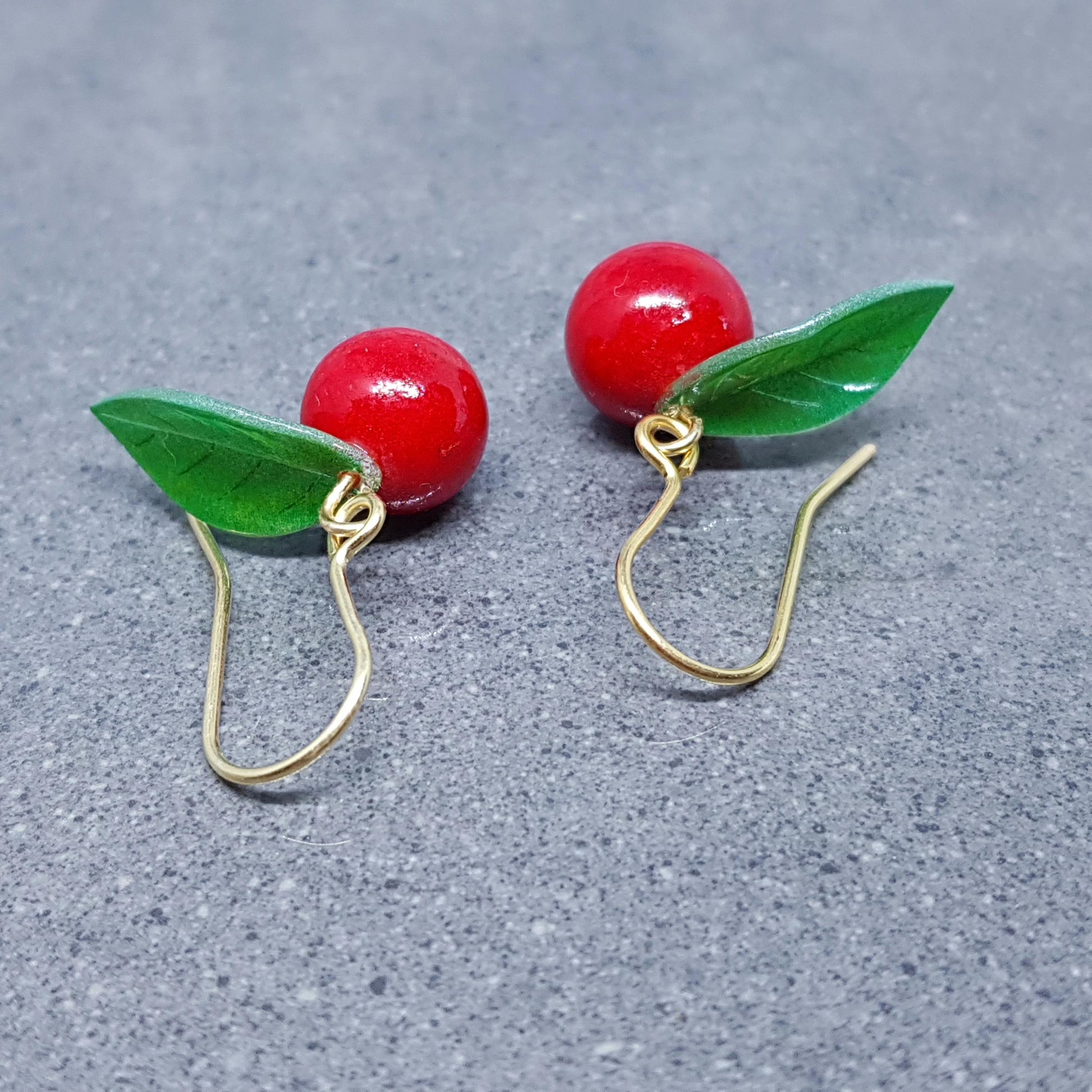 Glass Cherry Earrings, Berry Earrings, Hypoallergenic Ear Wires, Glass Jewelry, Fruit Earrings