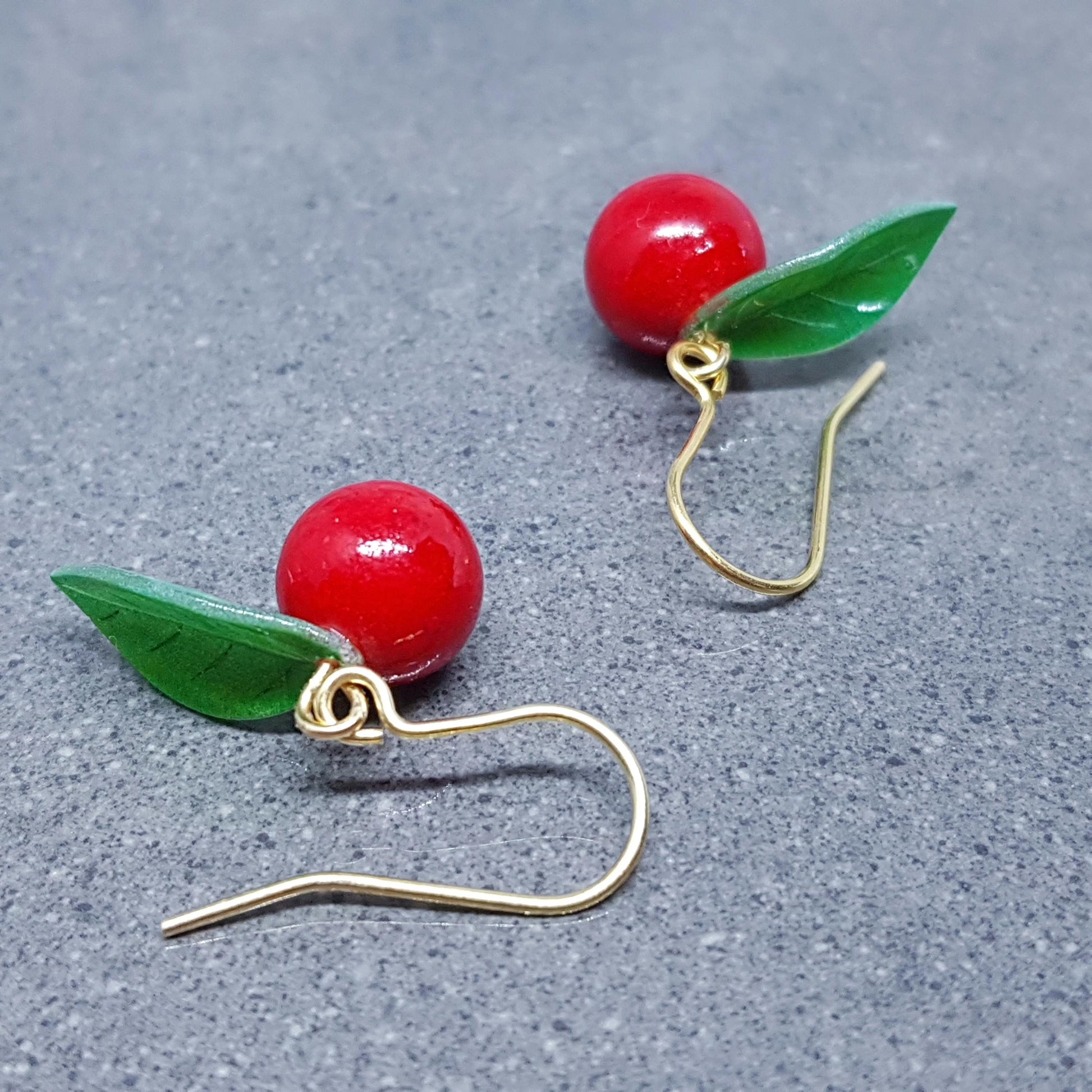 Glass Cherry Earrings, Berry Earrings, Hypoallergenic Ear Wires, Glass Jewelry, Fruit Earrings