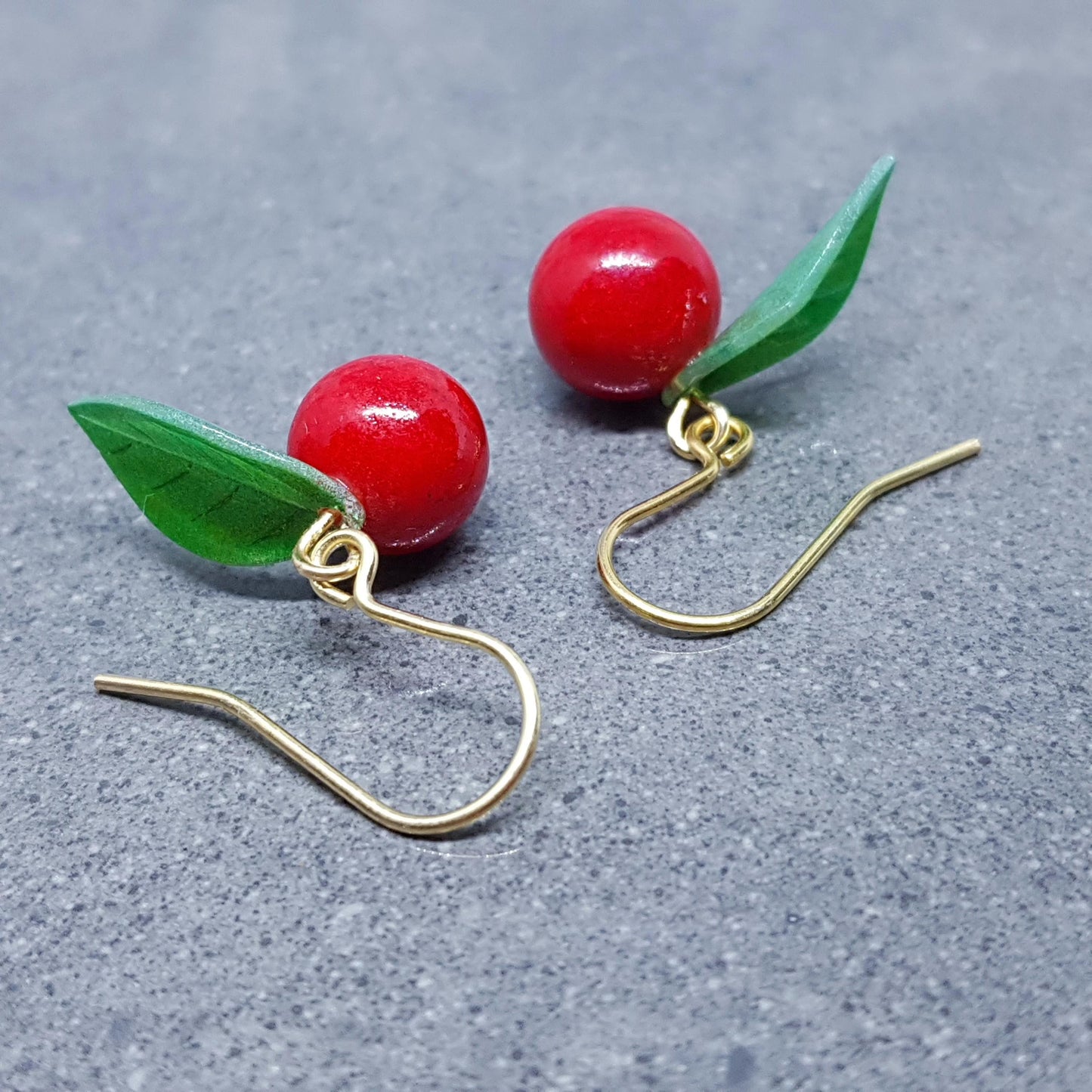 Glass Cherry Earrings, Berry Earrings, Hypoallergenic Ear Wires, Glass Jewelry, Fruit Earrings