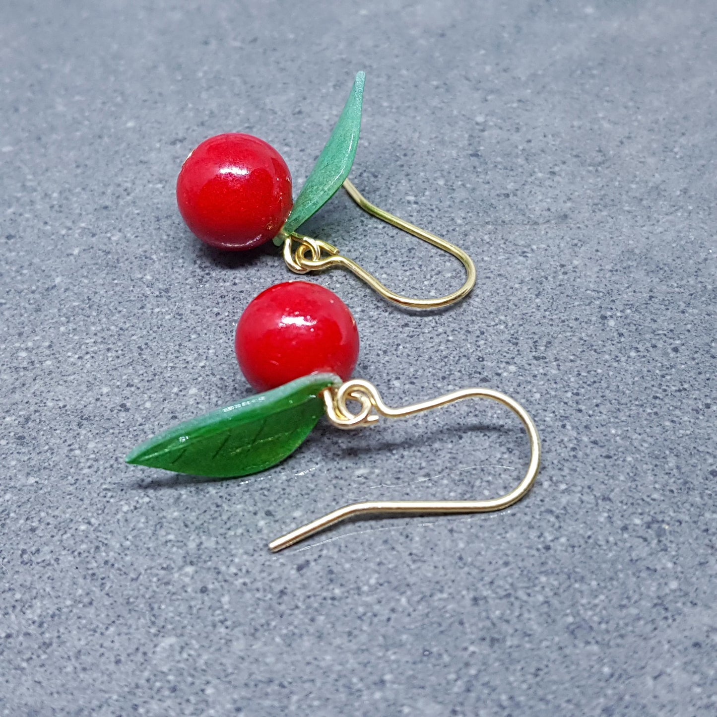 Glass Cherry Earrings, Berry Earrings, Hypoallergenic Ear Wires, Glass Jewelry, Fruit Earrings