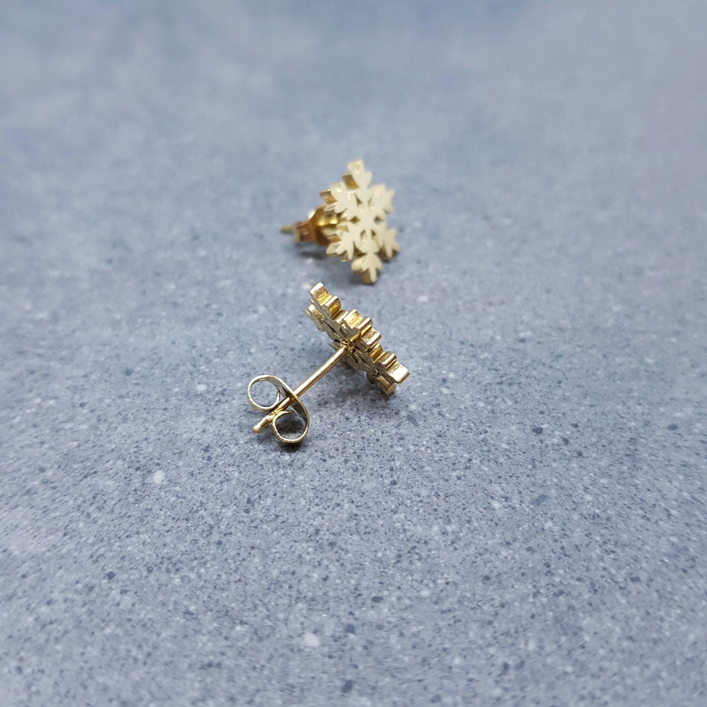 Snowflake Earrings, Stainless Steel Ear Studs, Hypoallergenic Earrings, Gold Snowflake Earrings, Christmas Earrings, Festive Earrings