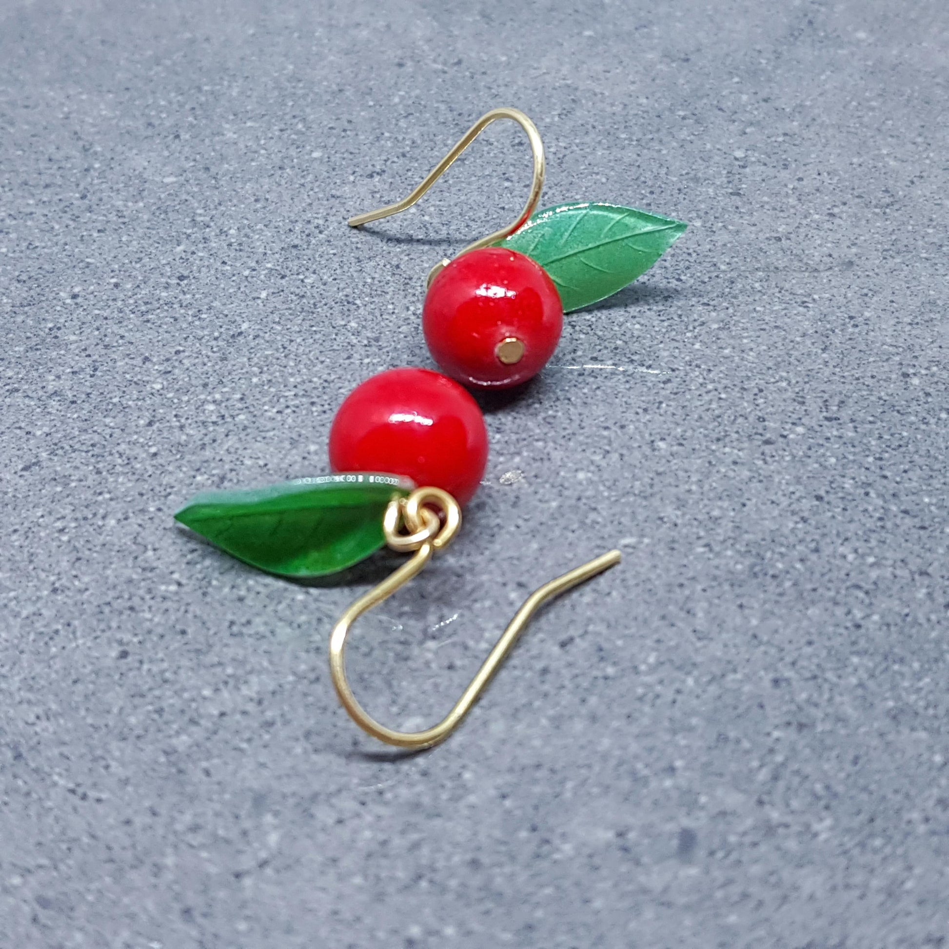 Glass Cherry Earrings, Berry Earrings, Hypoallergenic Ear Wires, Glass Jewelry, Fruit Earrings