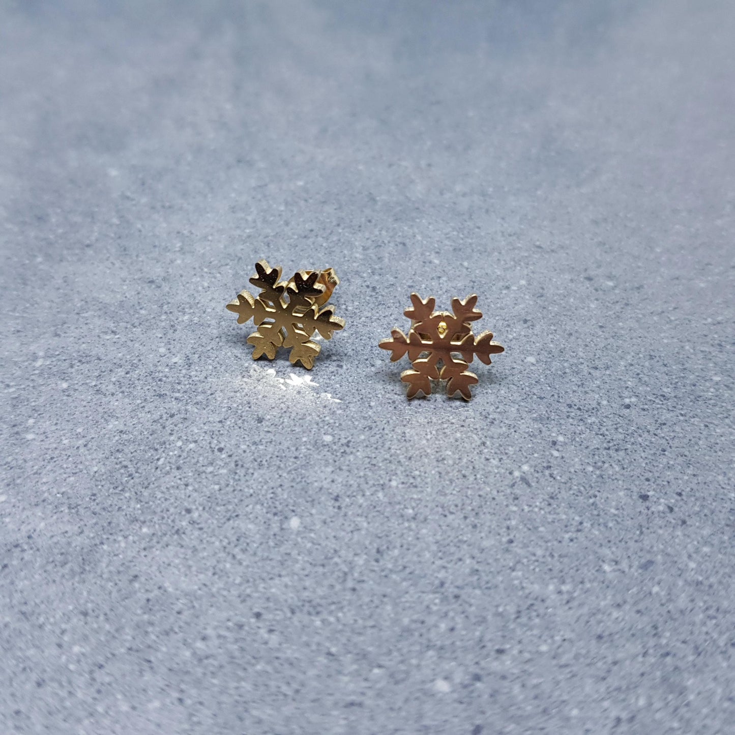Snowflake Earrings, Stainless Steel Ear Studs, Hypoallergenic Earrings, Gold Snowflake Earrings, Christmas Earrings, Festive Earrings