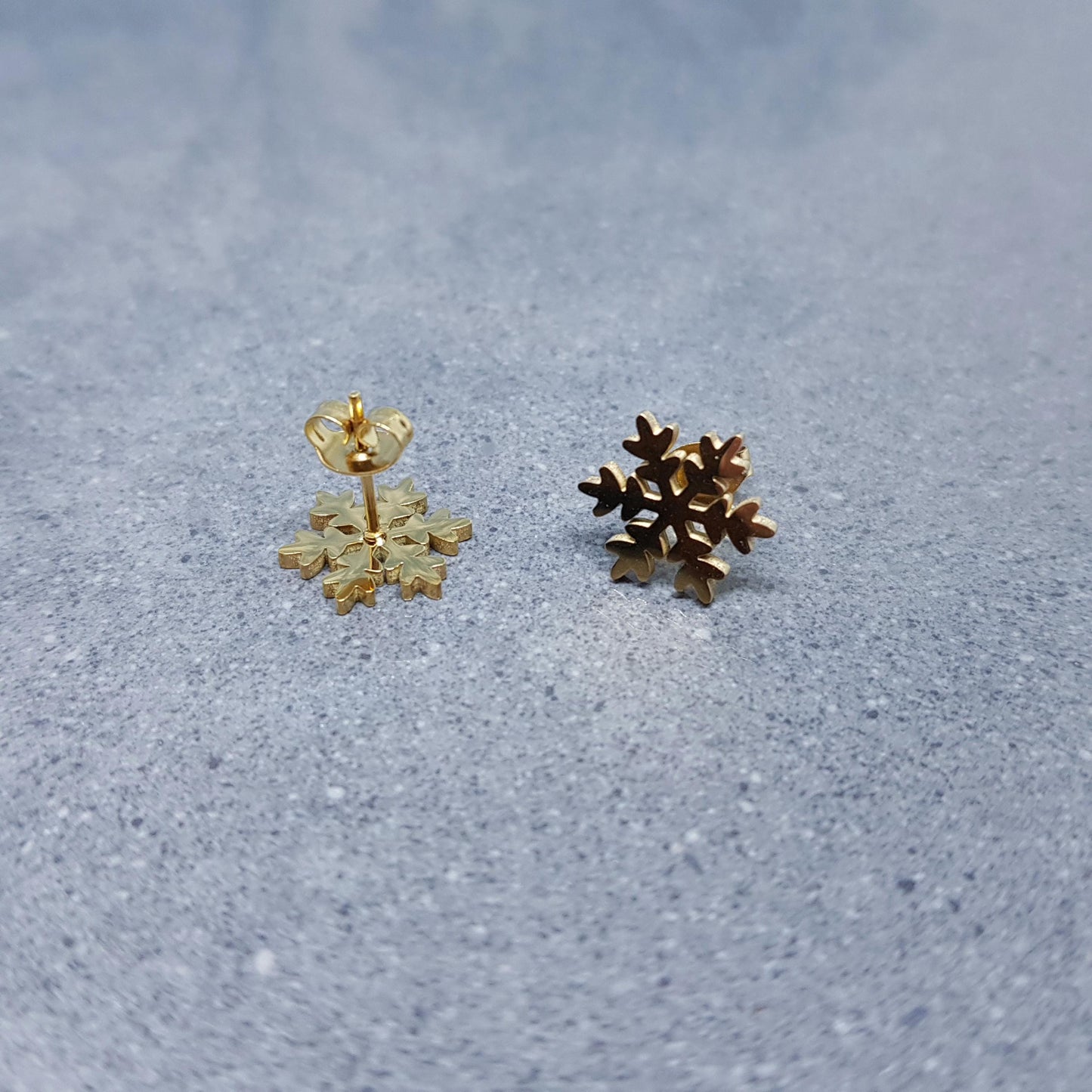 Snowflake Earrings, Stainless Steel Ear Studs, Hypoallergenic Earrings, Gold Snowflake Earrings, Christmas Earrings, Festive Earrings