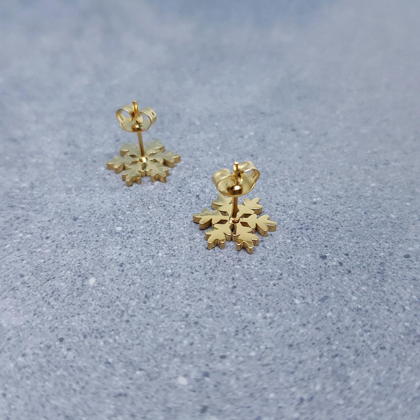 Snowflake Earrings, Stainless Steel Ear Studs, Hypoallergenic Earrings, Gold Snowflake Earrings, Christmas Earrings, Festive Earrings