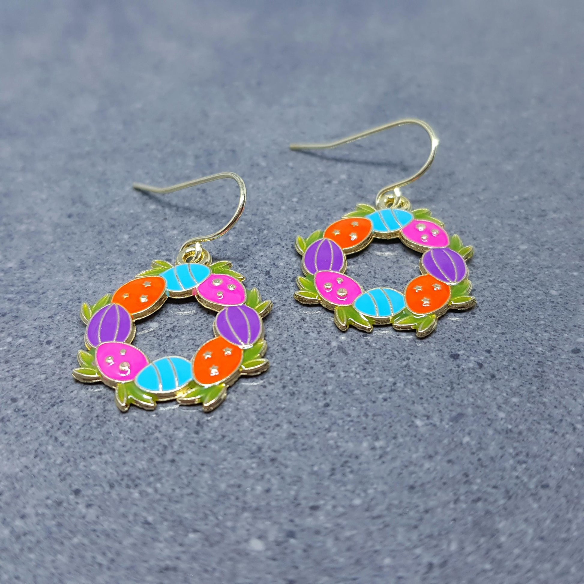 Easter Wreath Earrings, Hypoallergenic Ear Wires, Sterling Silver Ear Wires, Easter Gifts
