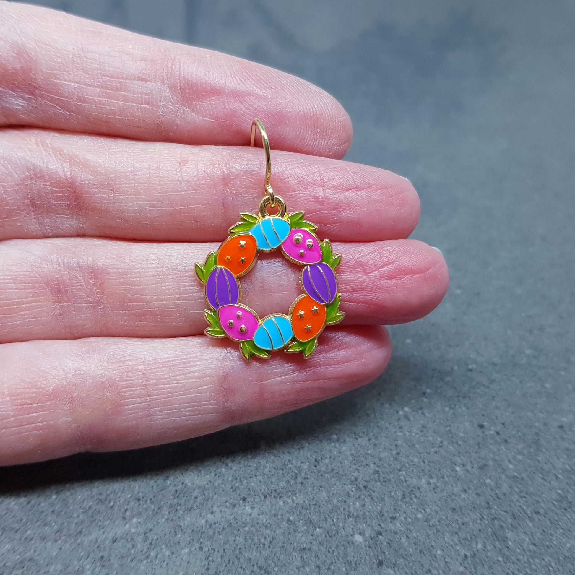 Easter Wreath Earrings, Hypoallergenic Ear Wires, Sterling Silver Ear Wires, Easter Gifts