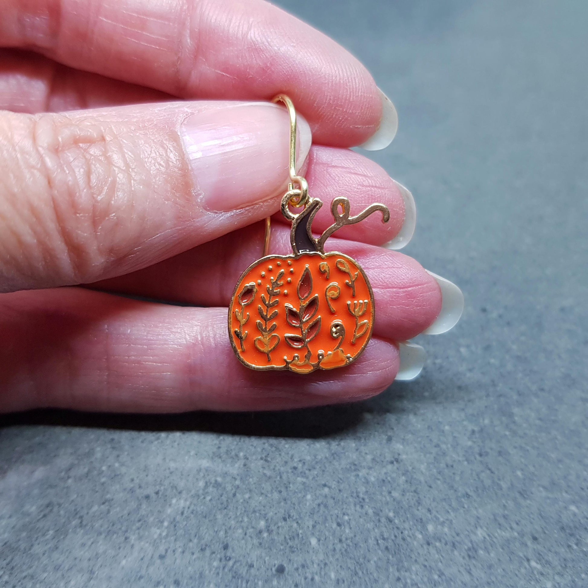 Pumpkin Earrings, Hypoallergenic Ear Wires, Jack O'lantern Earrings, Scary Pumpkin Jewelry, Autumn Earrings, Fall Halloween