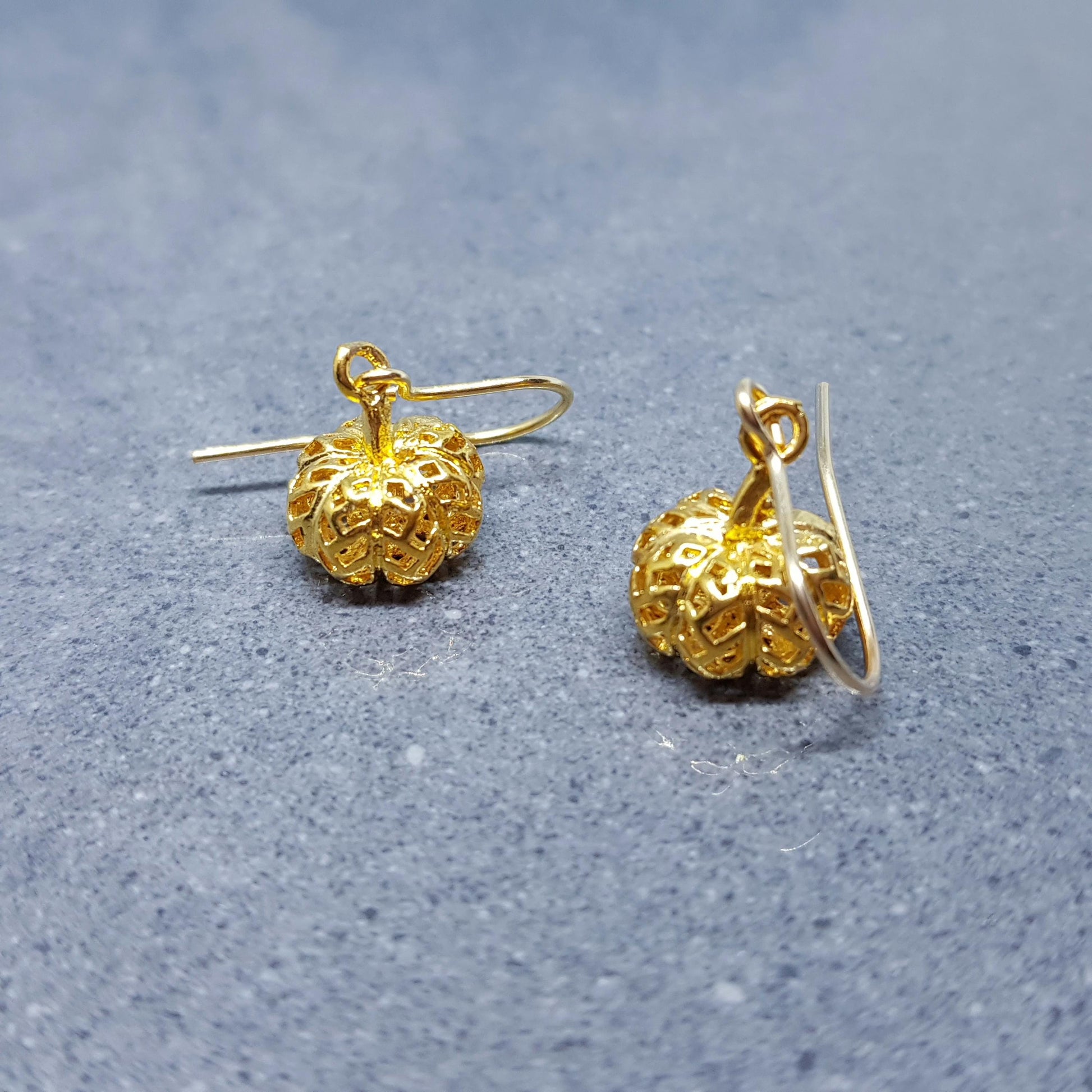 Brass Pumpkin Earrings, Hypoallergenic Ear Wires, Jack O'lantern Earrings, Scary Pumpkin Jewelry, Autumn Earrings, Fall Halloween
