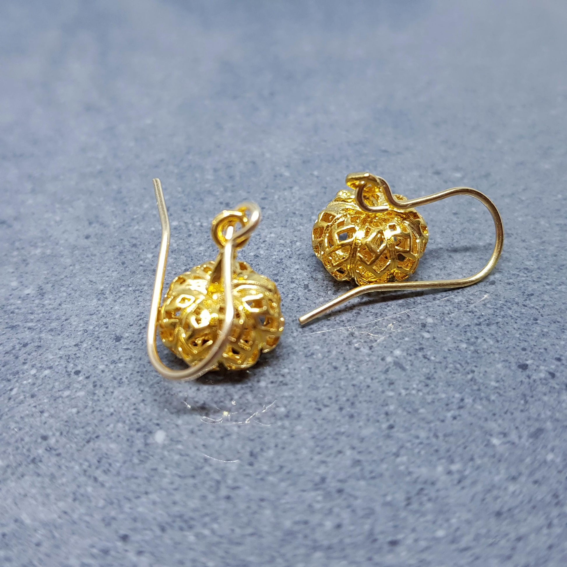 Brass Pumpkin Earrings, Hypoallergenic Ear Wires, Jack O'lantern Earrings, Scary Pumpkin Jewelry, Autumn Earrings, Fall Halloween