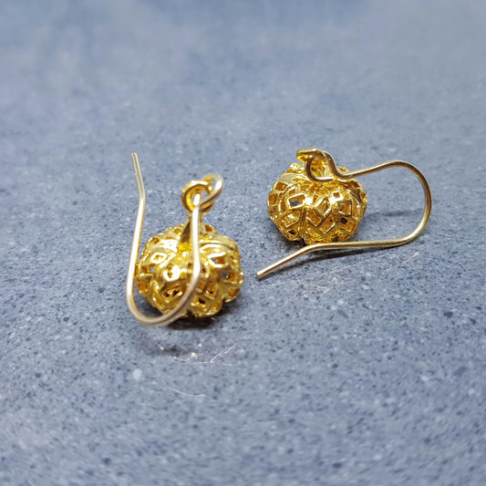 Brass Pumpkin Earrings, Hypoallergenic Ear Wires, Jack O'lantern Earrings, Scary Pumpkin Jewelry, Autumn Earrings, Fall Halloween