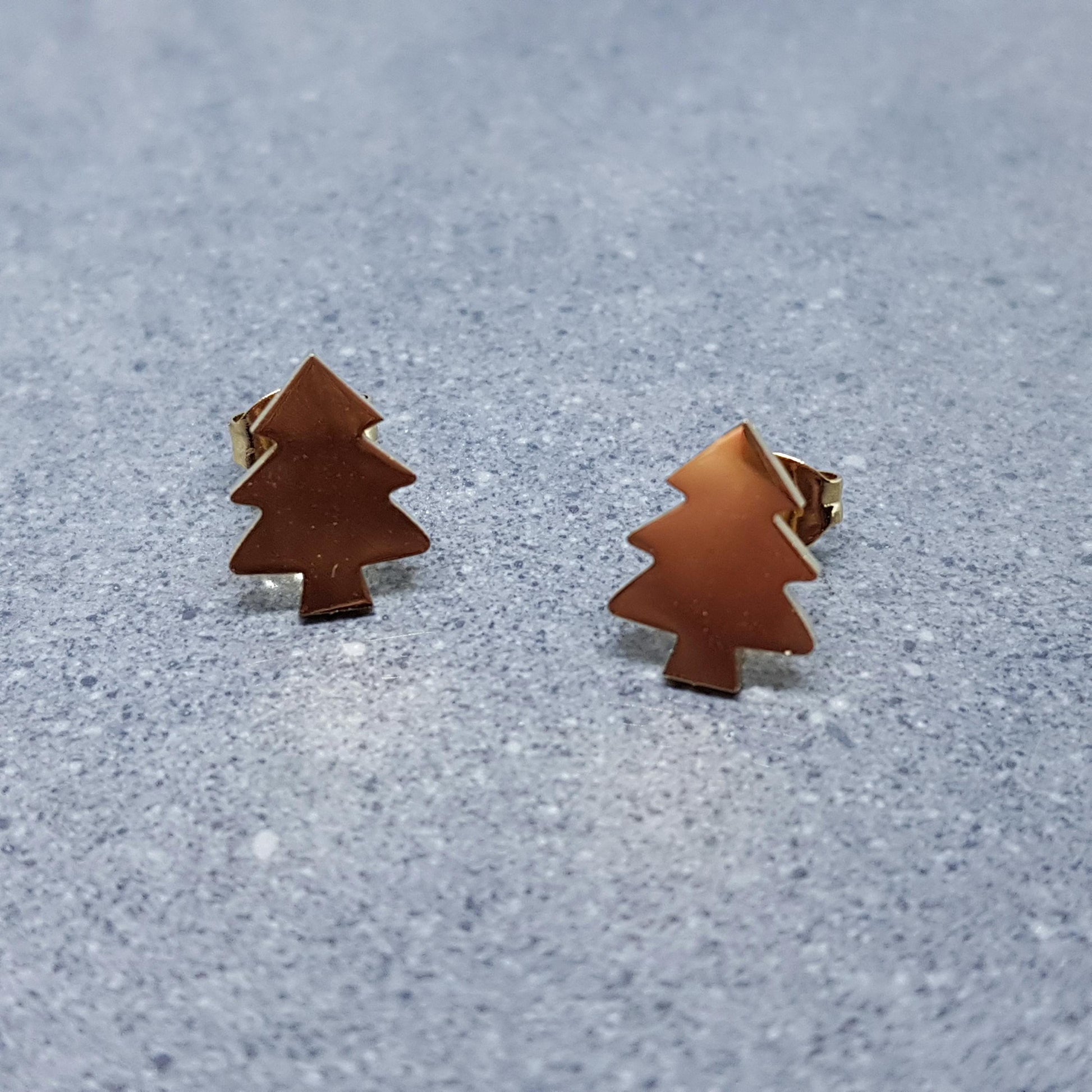 Christmas Tree Earrings, Stainless Steel Ear Studs, Hypoallergenic Earrings, Gold Tree Earrings, Christmas Earrings, Festive Earrings