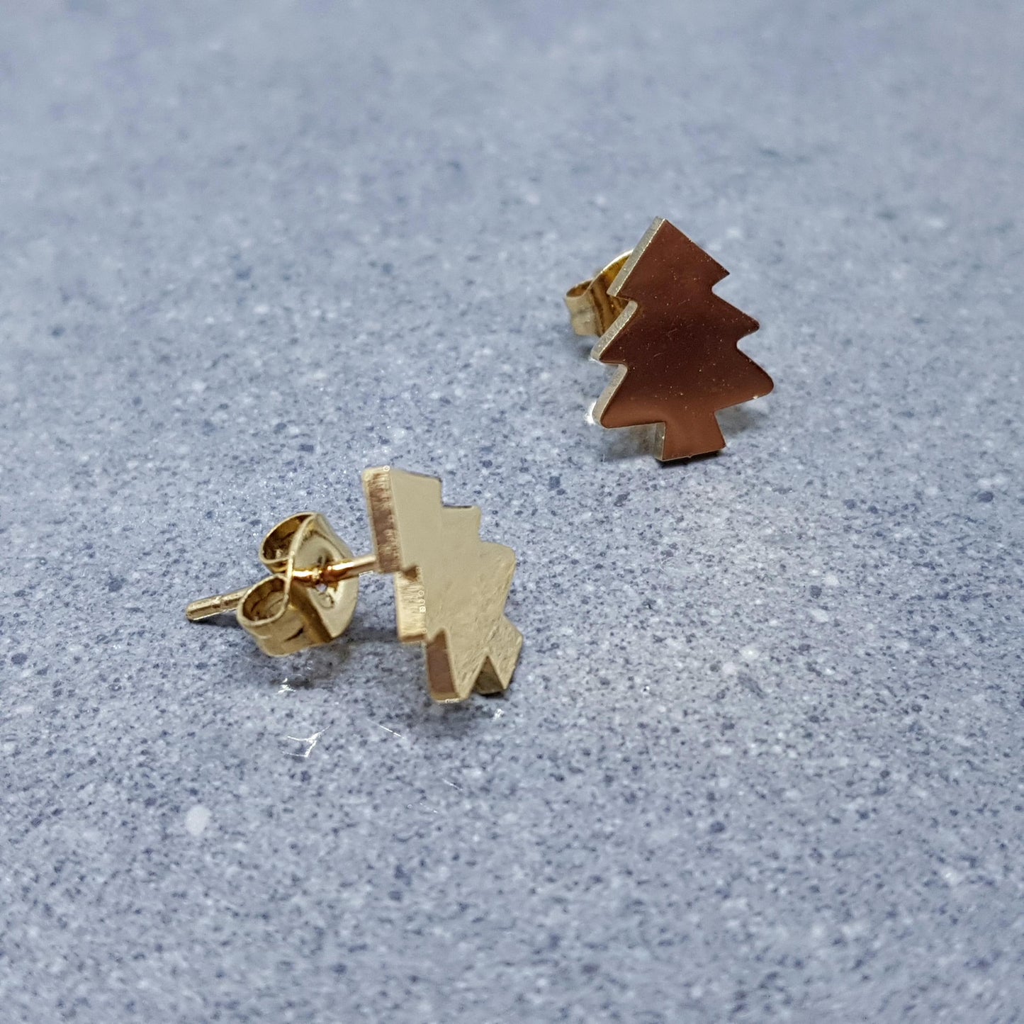Christmas Tree Earrings, Stainless Steel Ear Studs, Hypoallergenic Earrings, Gold Tree Earrings, Christmas Earrings, Festive Earrings