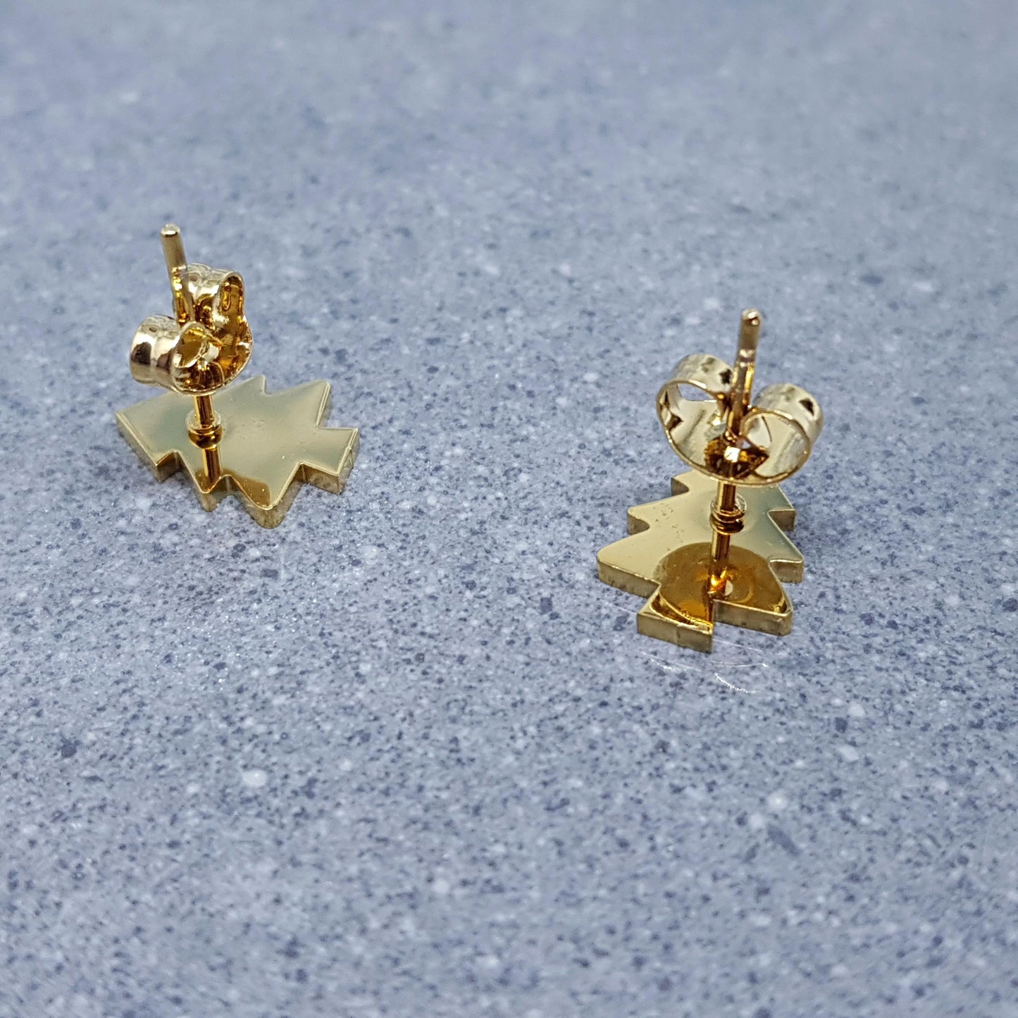 Christmas Tree Earrings, Stainless Steel Ear Studs, Hypoallergenic Earrings, Gold Tree Earrings, Christmas Earrings, Festive Earrings