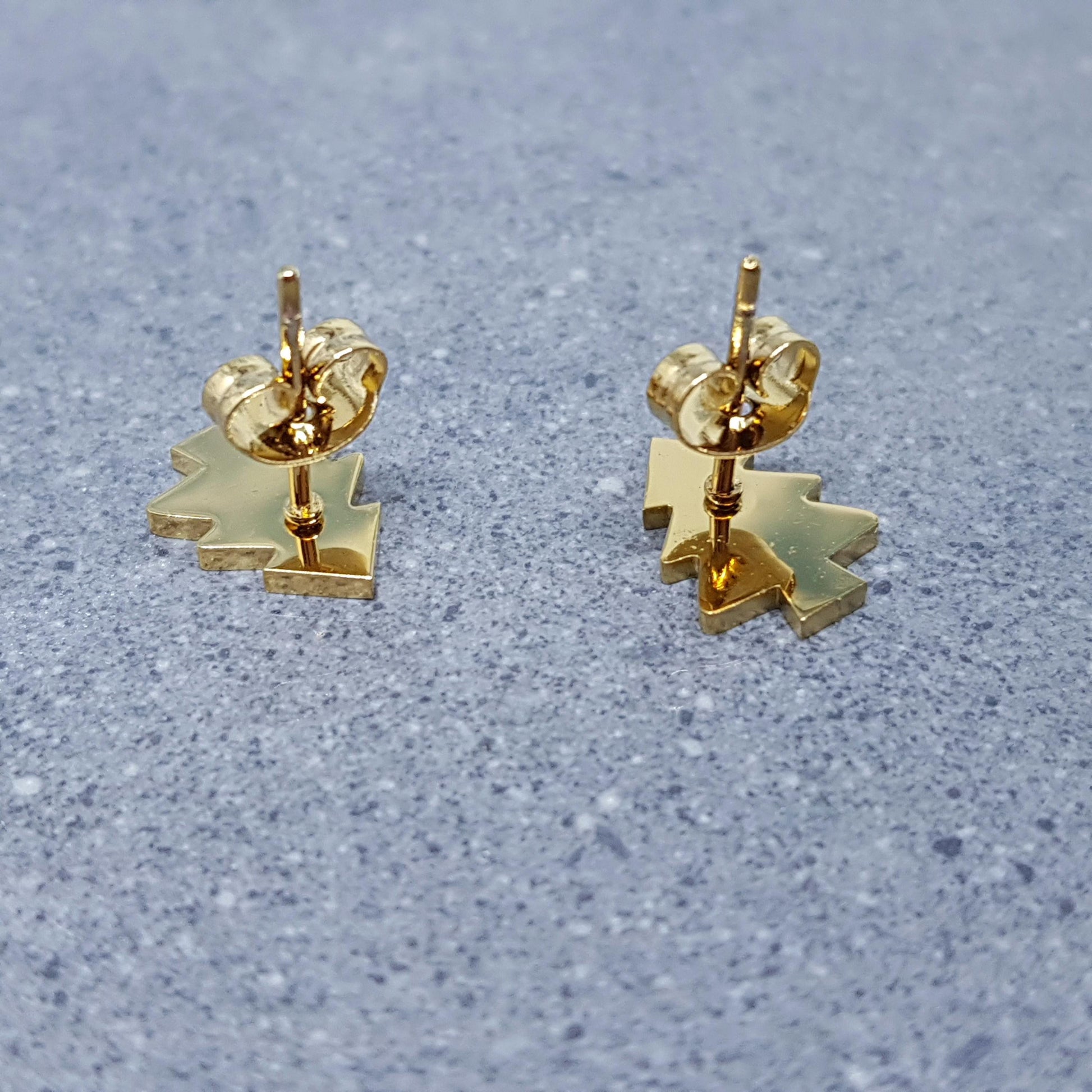 Christmas Tree Earrings, Stainless Steel Ear Studs, Hypoallergenic Earrings, Gold Tree Earrings, Christmas Earrings, Festive Earrings