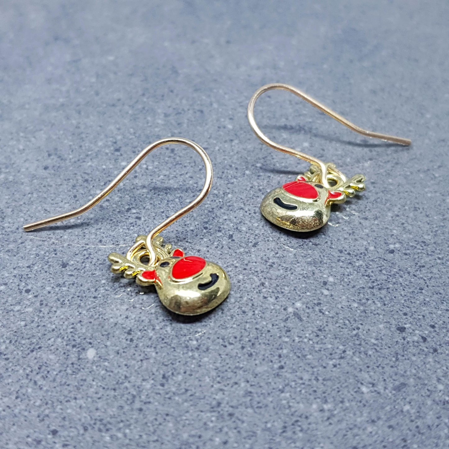 Rudolf the Reindeer Earrings, Hypoallergenic Ear Wires, Gold Reindeer Earrings, Christmas Earrings, Festive Earrings