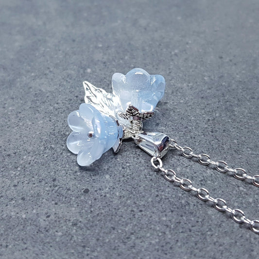 Flower Necklace, Glass Flowers, Blue Bellflower, Special Occasion Earrings, Something Blue, Flower Earrings, Matching Earrings Available