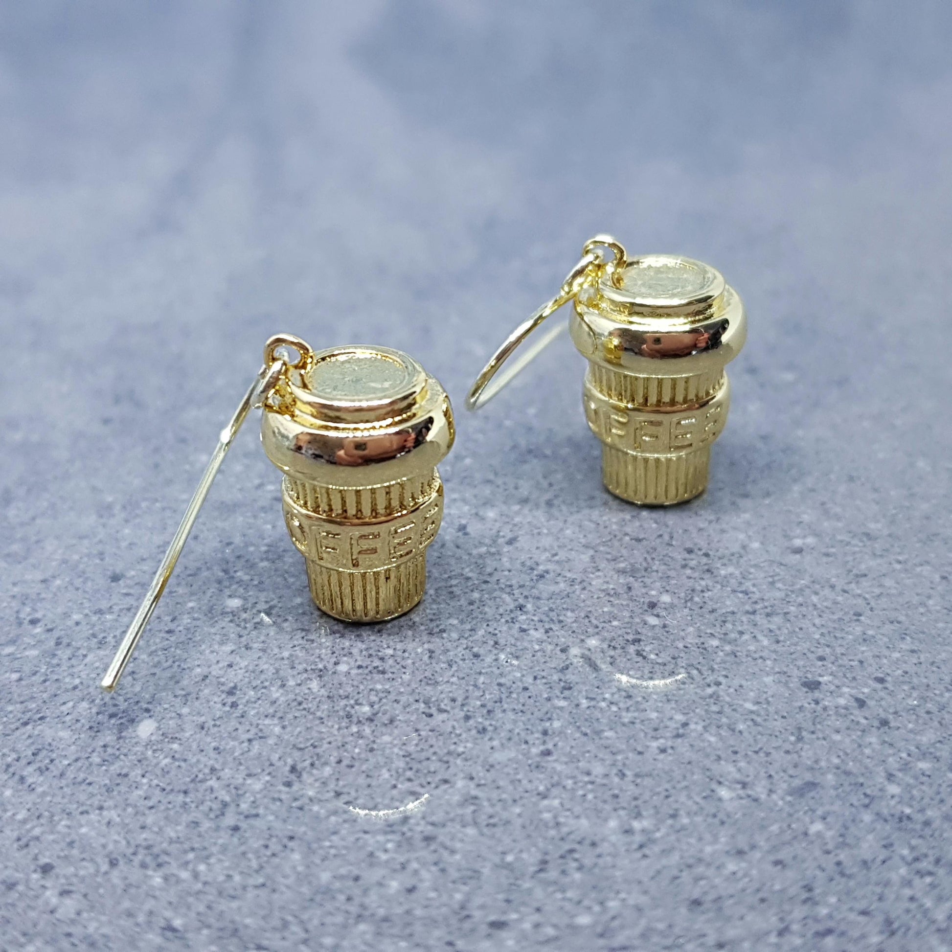 Coffee Cup Earrings, Hypoallergenic Ear Wires, Cappuccino, Coffee Lover, Mocha, Caffeine