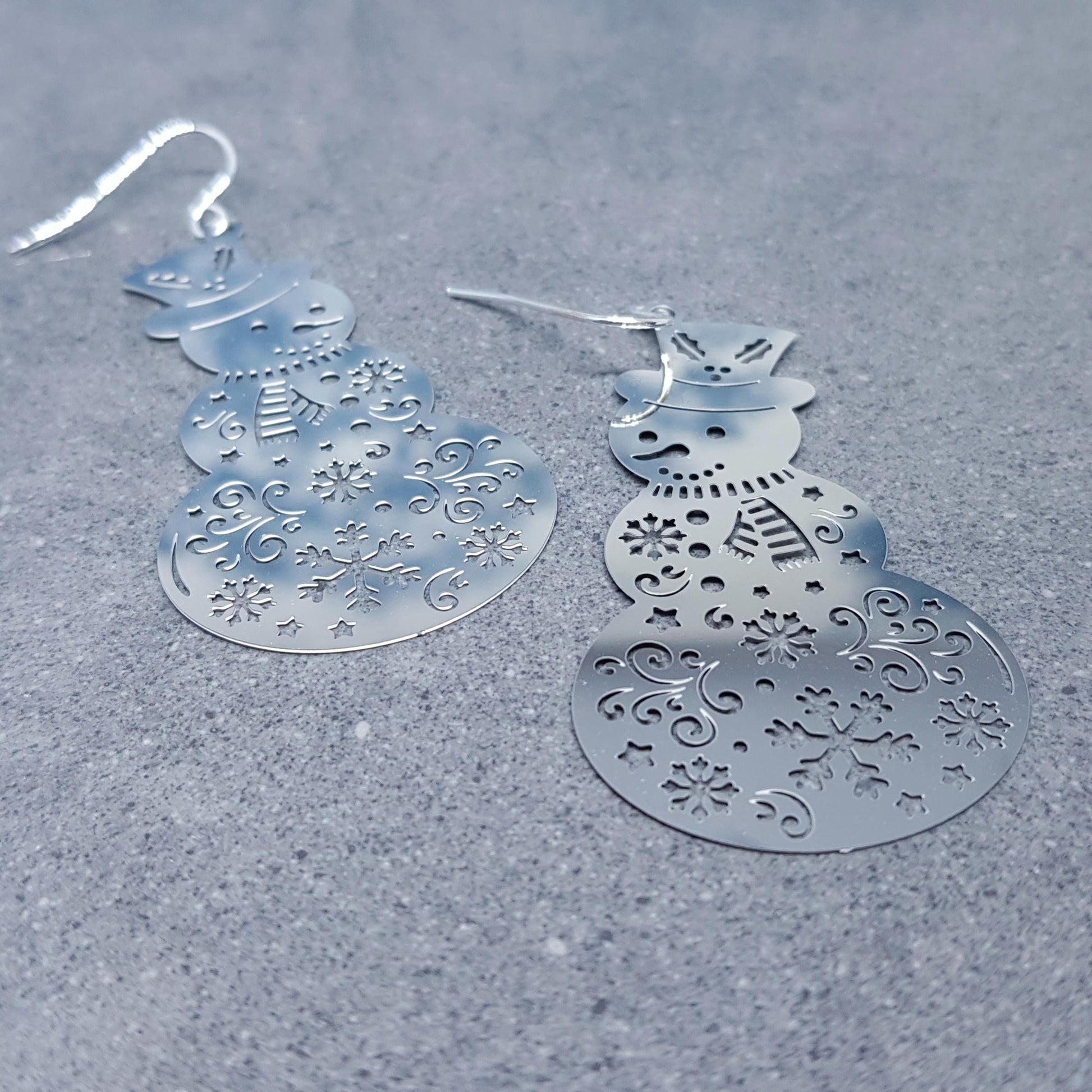 Snowmen Earrings, Stainless Steel Earrings, Christmas Earrings with a choice of Ear Wires