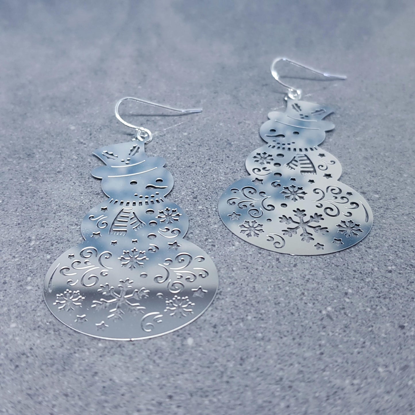 Snowmen Earrings, Stainless Steel Earrings, Christmas Earrings with a choice of Ear Wires